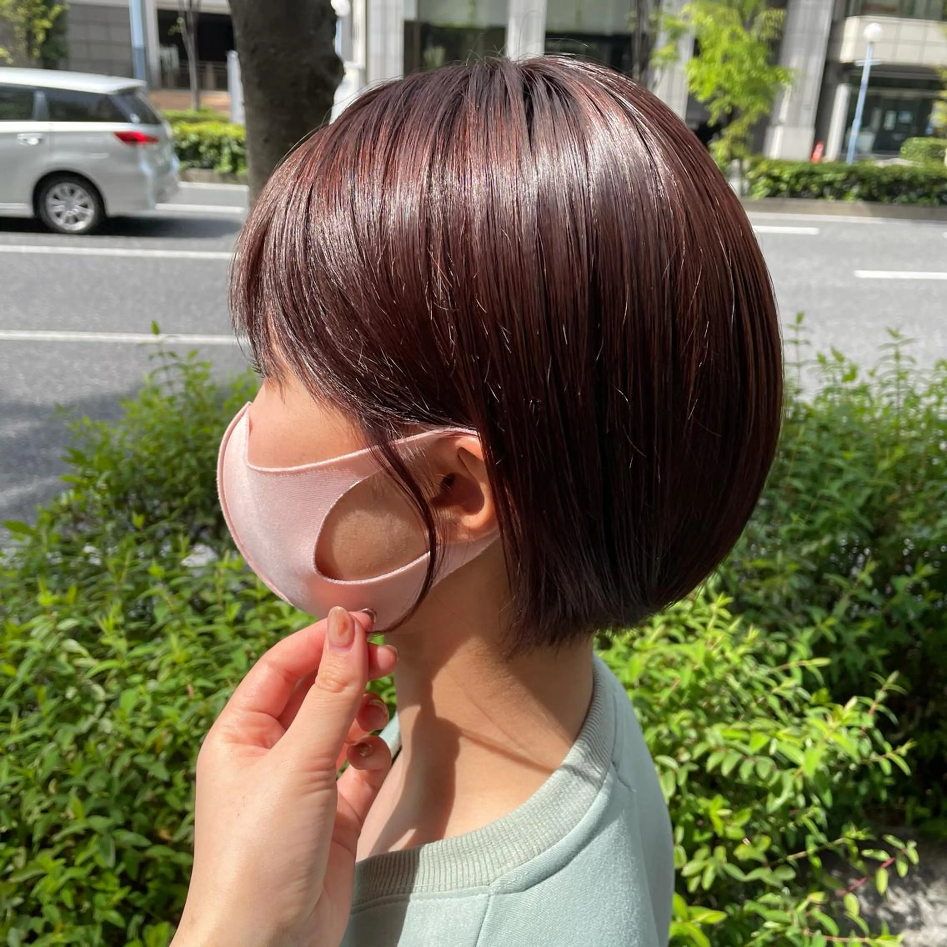 ショート カラー ピンクカラー 赤み無し柔らかカラー 【梅田】madokaのヘアスタイル