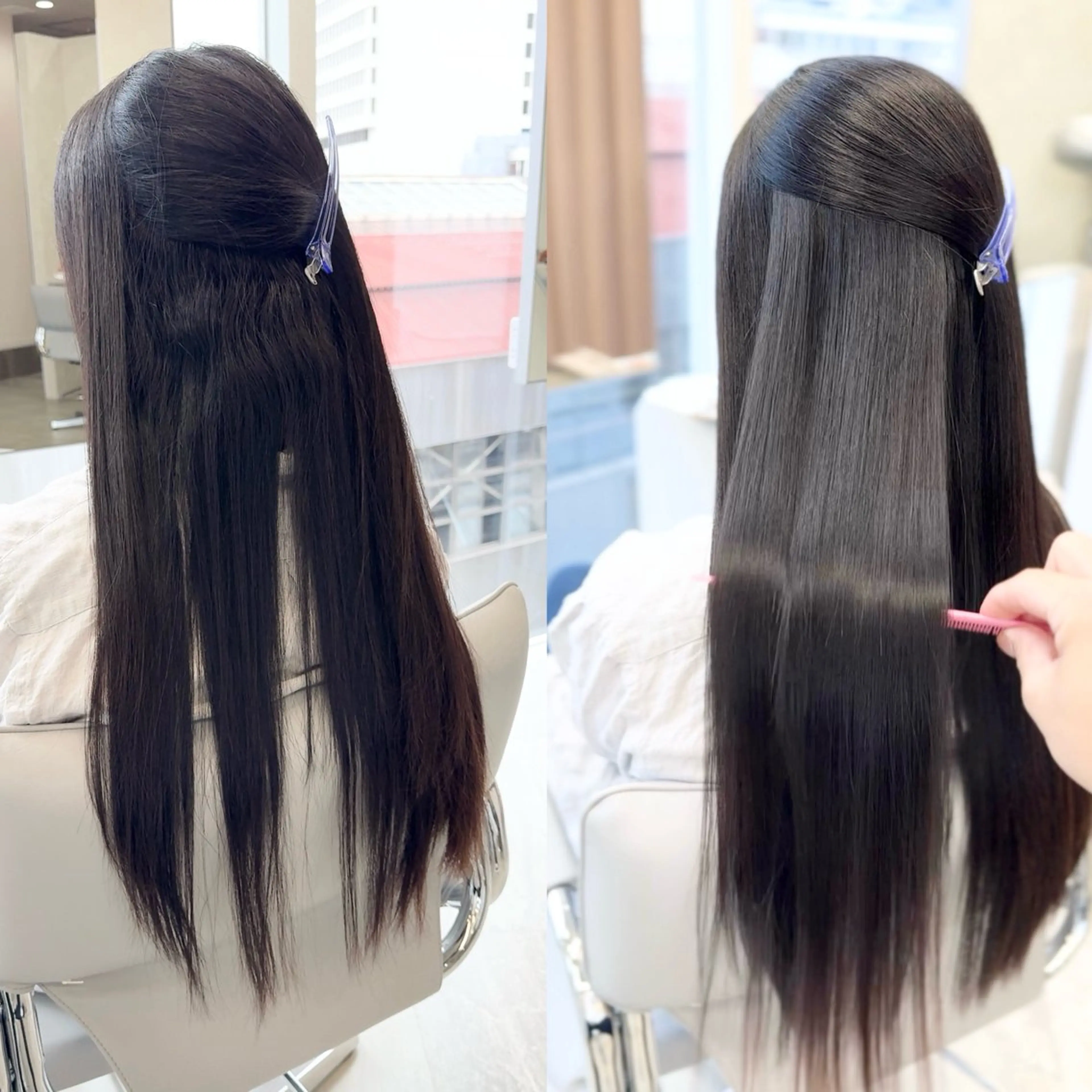 ロング 髪質改善 レイヤーカット 縮毛矯正 カット 縮毛矯正 トリートメント 髪質改善 赤み消しカラー山本のヘアスタイル