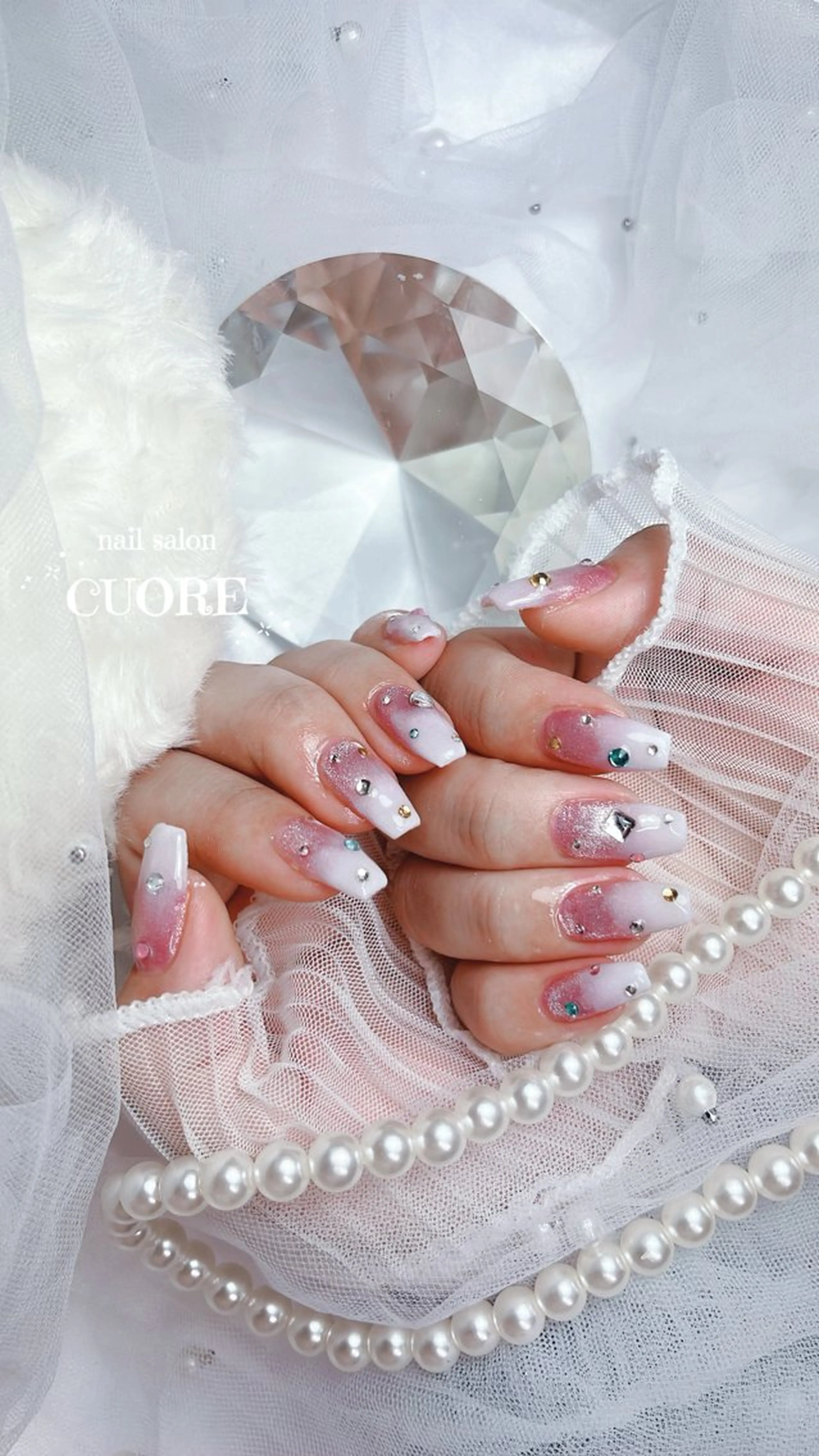 ネイル グラデーション マグネットネイル バレンタイン nail salon CUOREのネイルデザイン