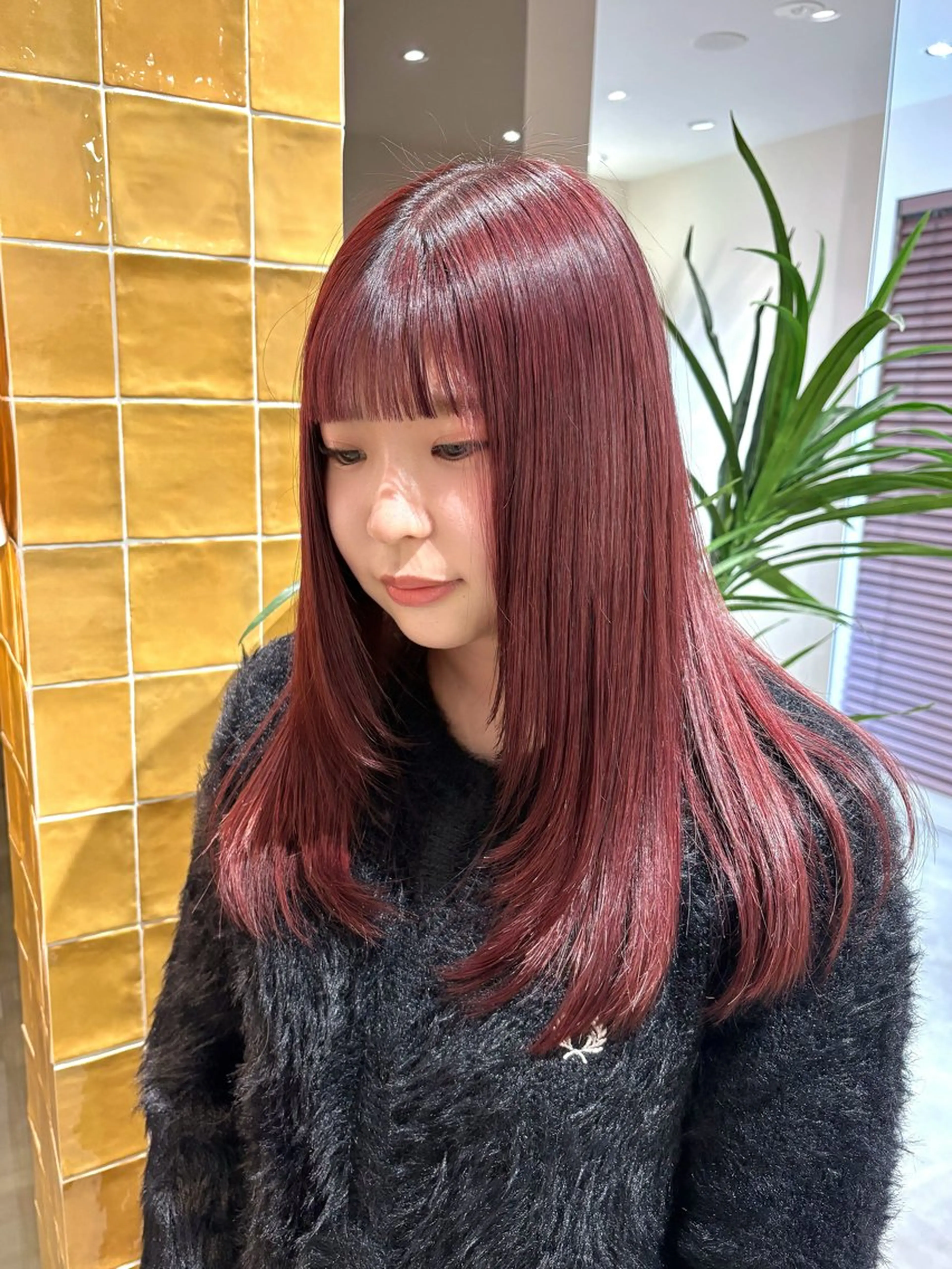 セミロング カラー ピンクカラー レッドカラー ヘアカラー トリートメント 透明感✨女性特化💙 chihiroのヘアスタイル