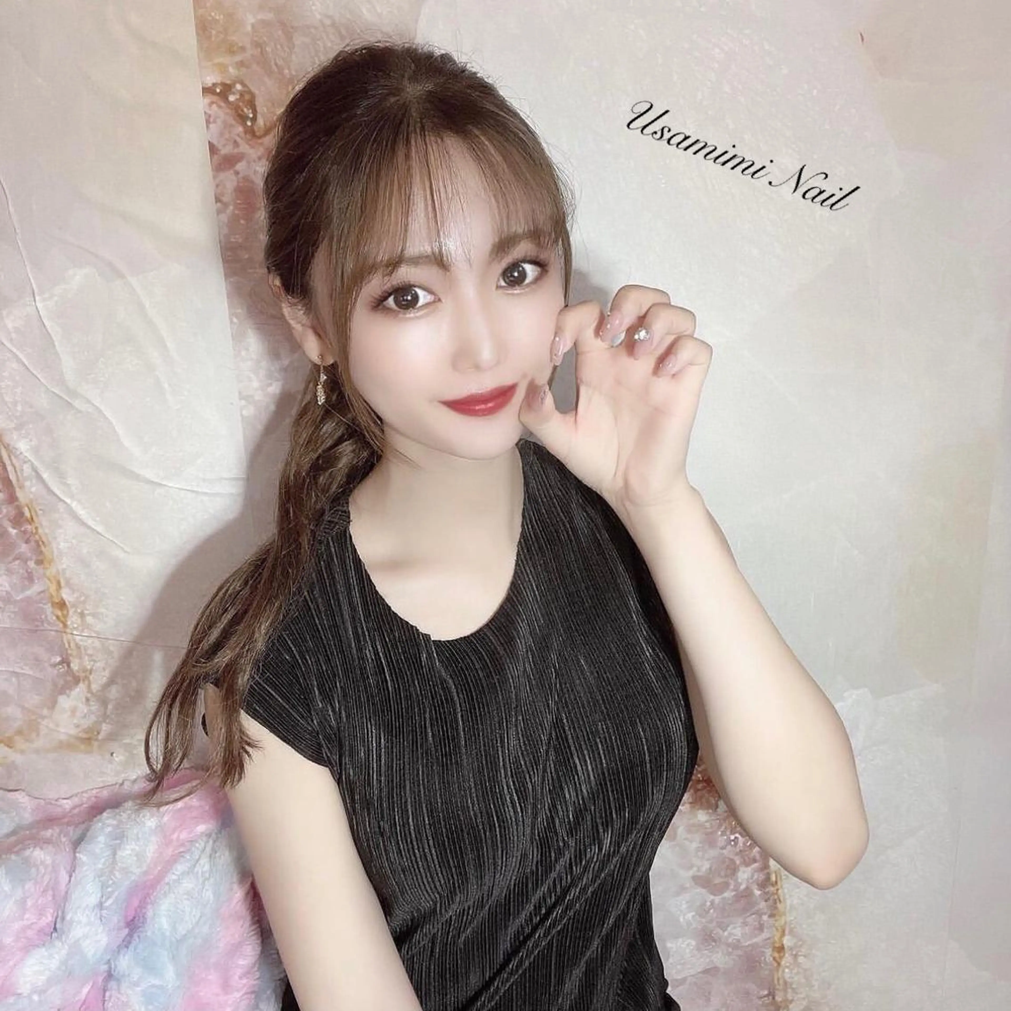 ロング カラー ヘアアレンジ ネイル USAMiMi 🐰💕のネイルデザイン