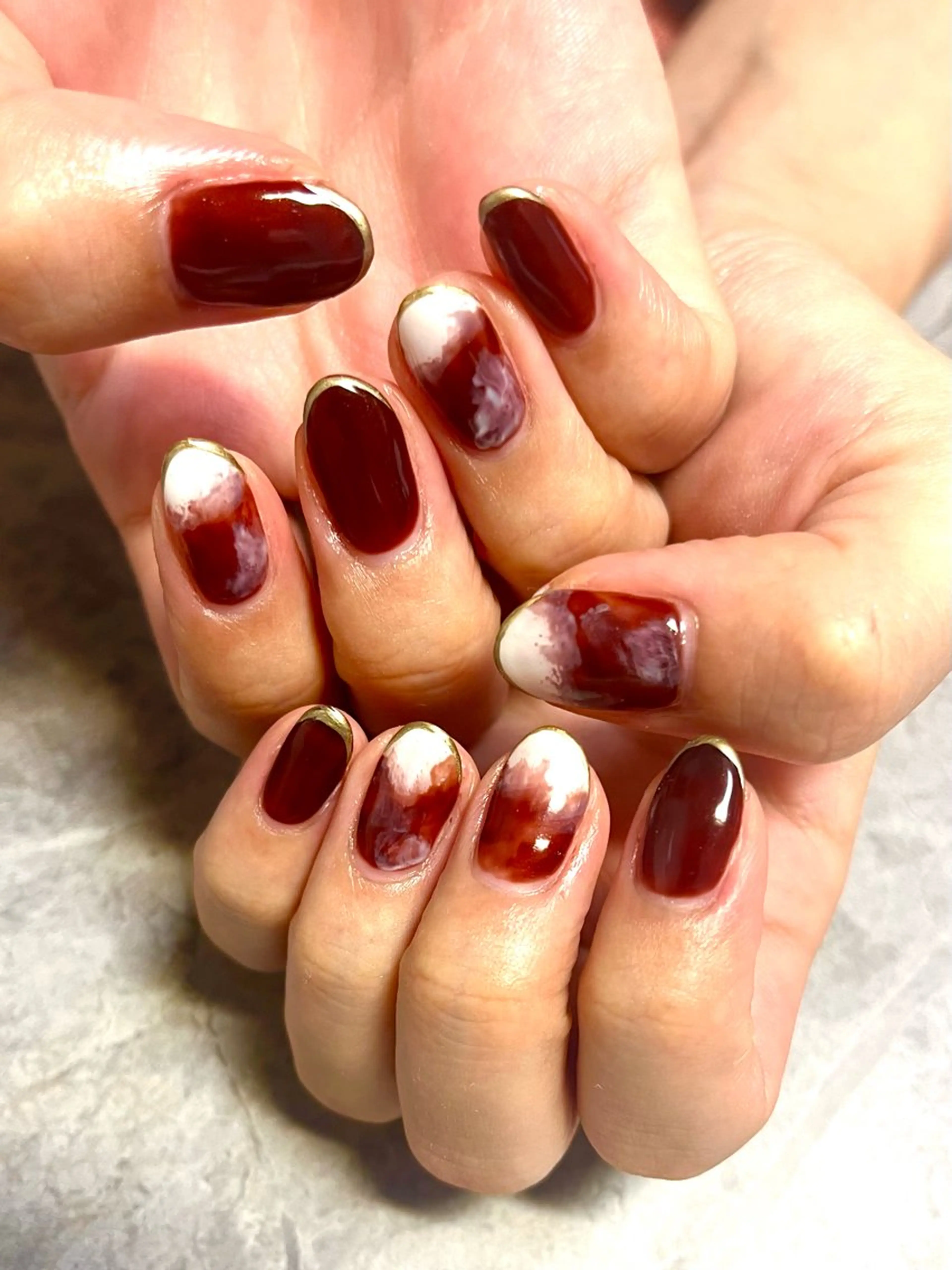 ネイル ボルドー ハンドネイル ハンドケア Felice所属・ベテランネイル cnc  nailのネイルデザイン