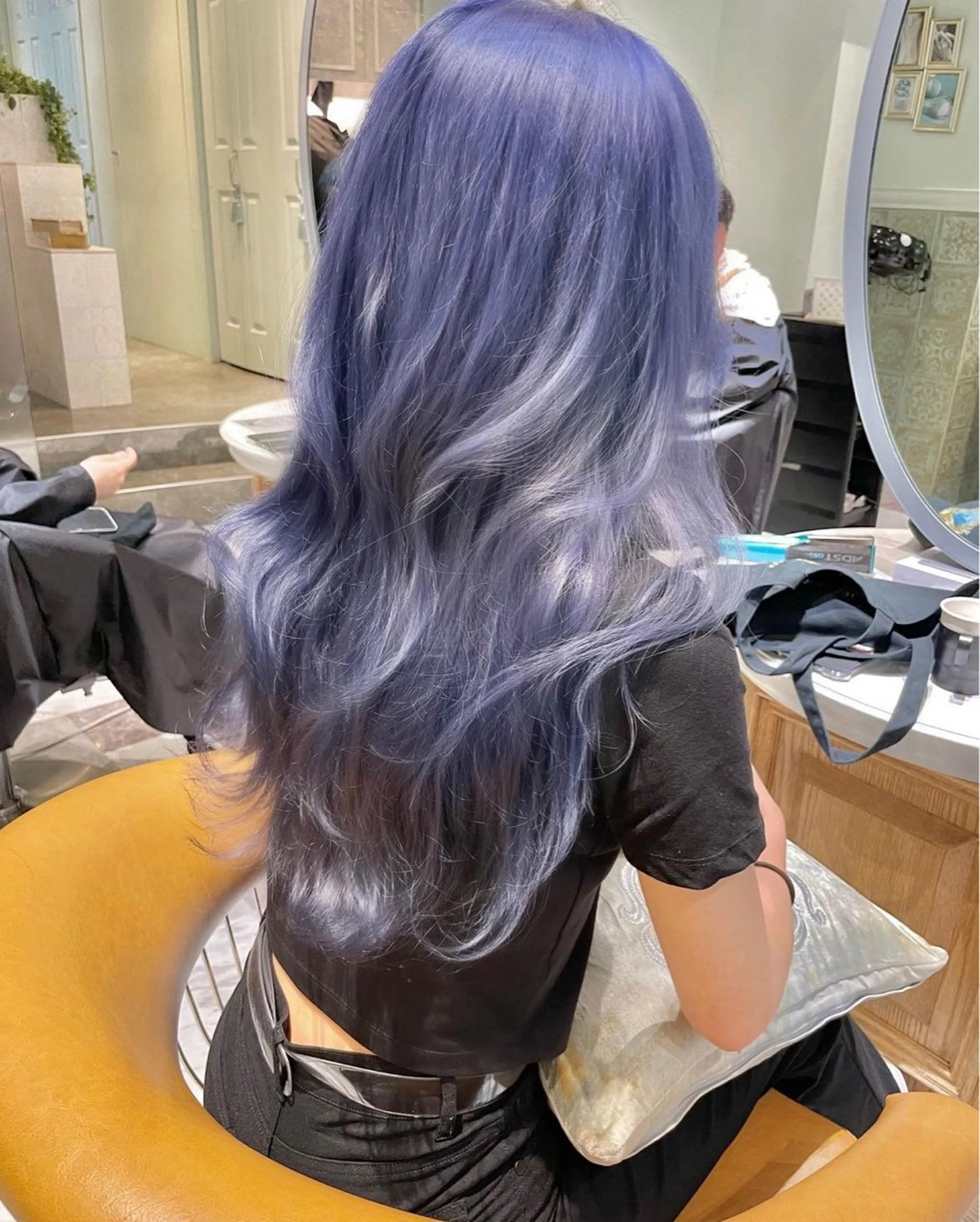 ロング カラー ゆらんちょ/ブリーチ 無w/縮毛矯正/暖色のヘアスタイル