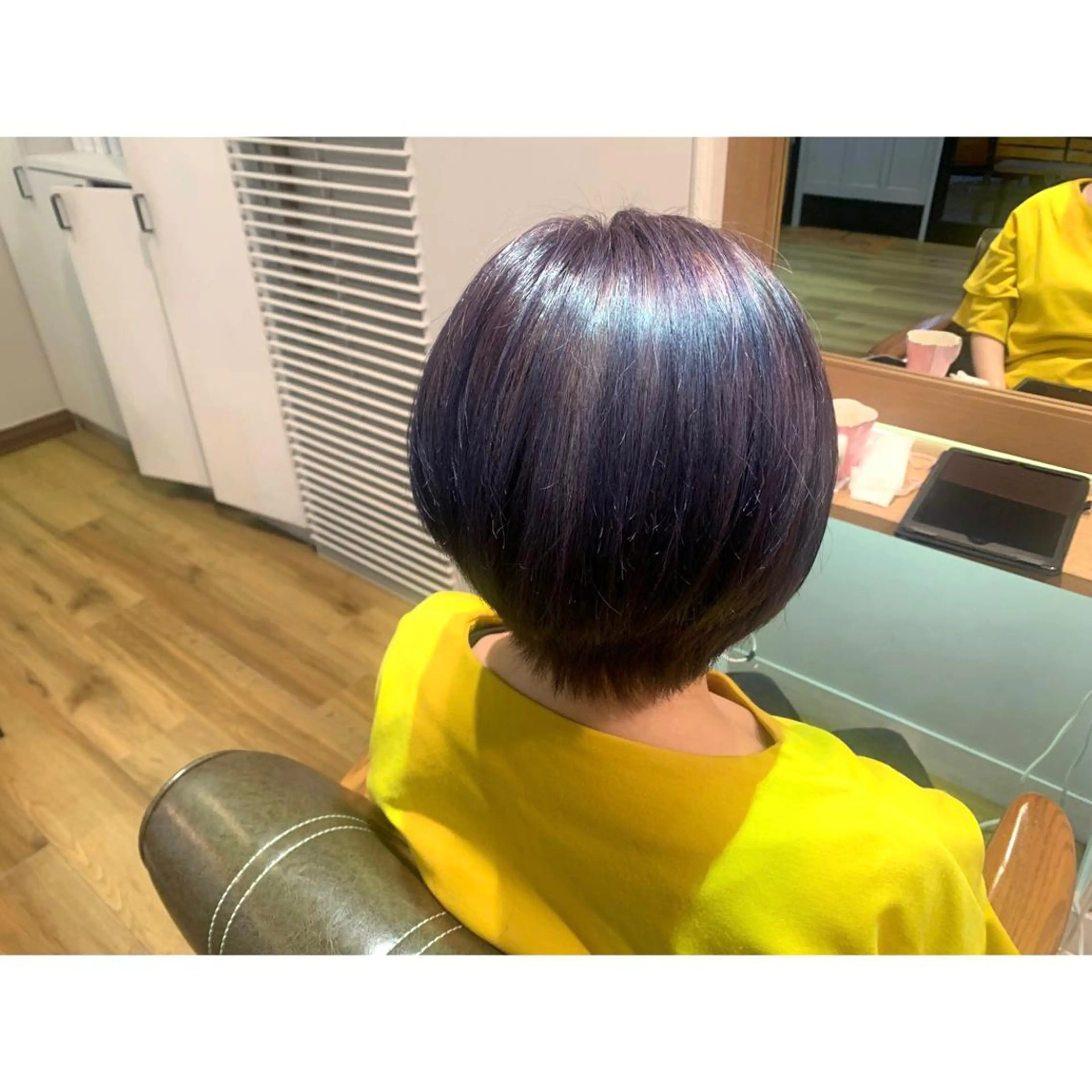 ショート カラー アッシュ バイオレットカラー バイオレットアッシュ ヘアカラー トリートメント ツキダテ ユイのヘアスタイル