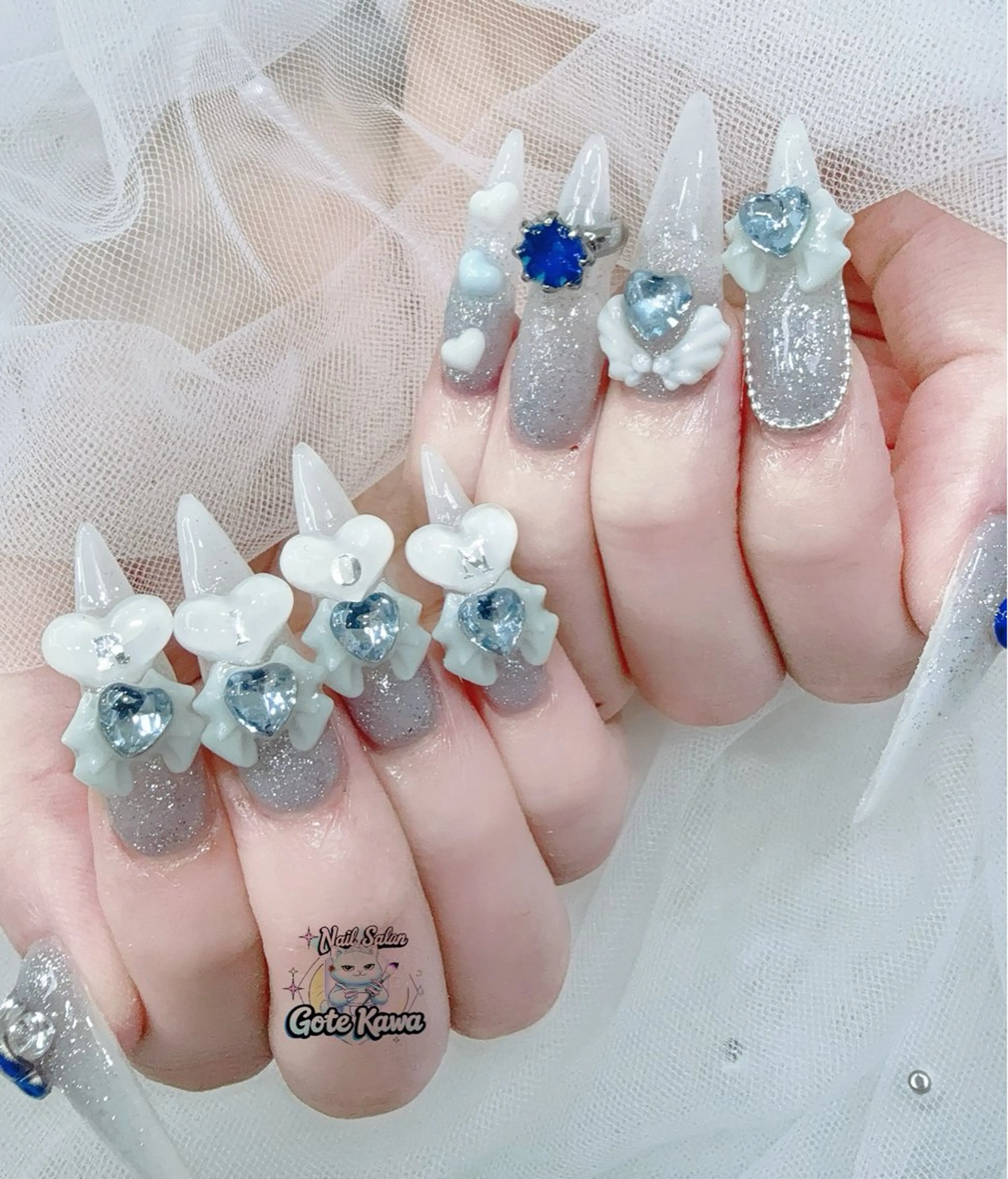 ネイル アートネイル キラキラネイル スカルプネイル ハンドネイル ハンドケア Gote Kawa nail salonのネイルデザイン