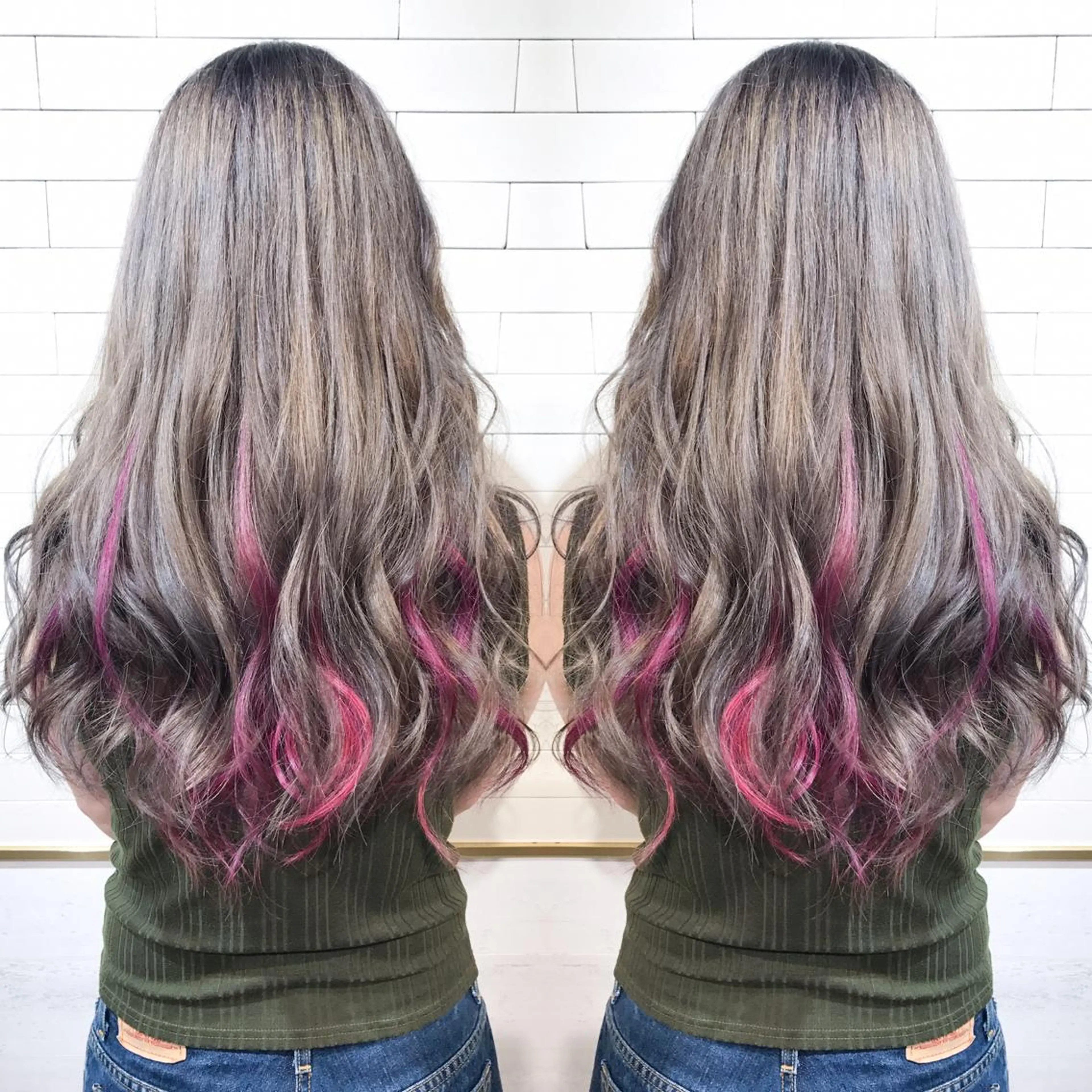 セミロング カラー ピンクカラー ピンクパープル パープルカラー 🧡ショートの達人 🧡SHOのヘアスタイル