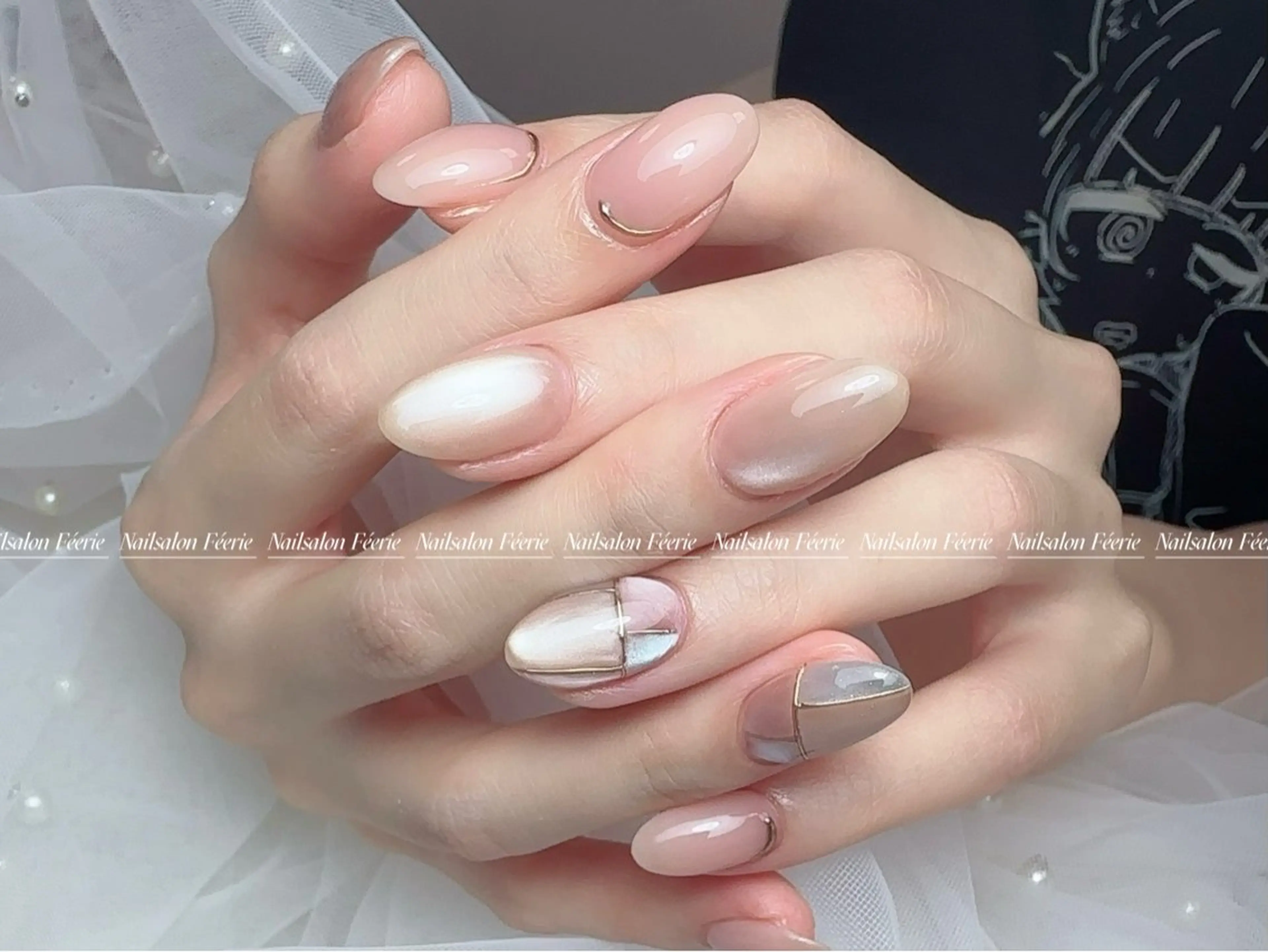 ネイル 成人式 長さ出し フットネイル フレンチネイル ジェルネイル ハンドネイル ハンドケア nail salon Feerieのネイルデザイン