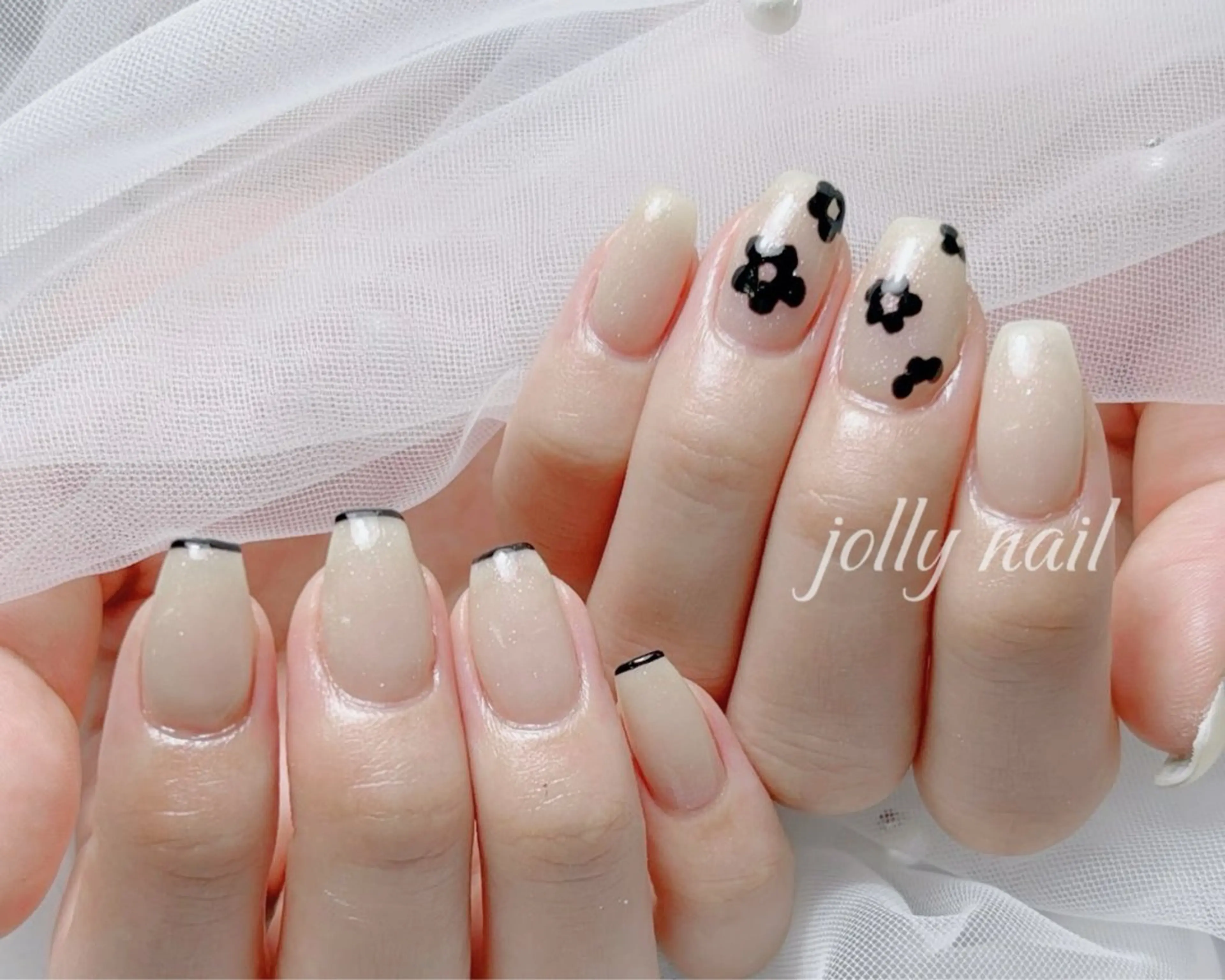 ネイル ハンドネイル Jolly チップ長さだしのネイルデザイン