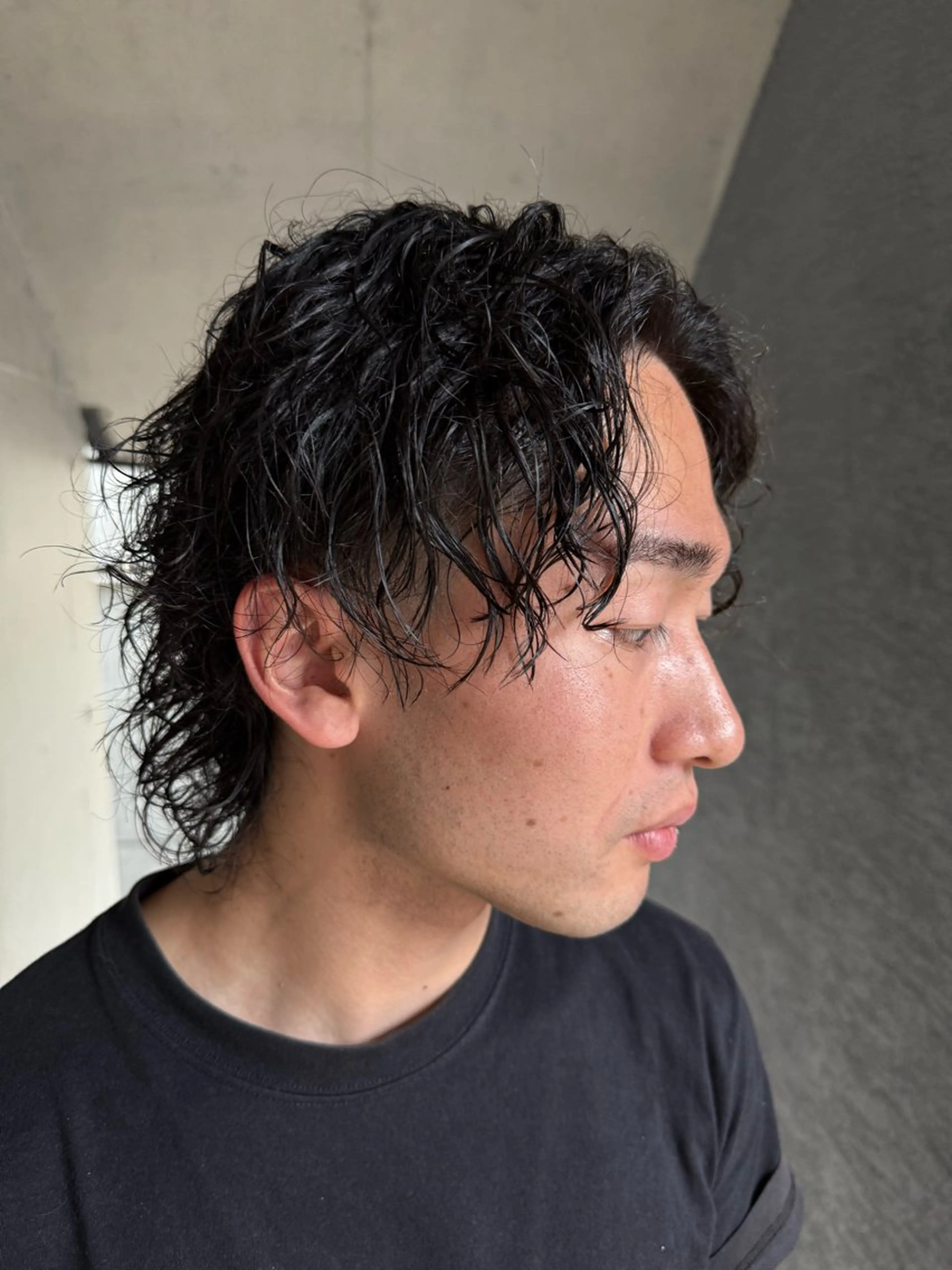 ショート カット パーマ 山影✨バレイヤージュ ハイライト✨メンズ◎のヘアスタイル