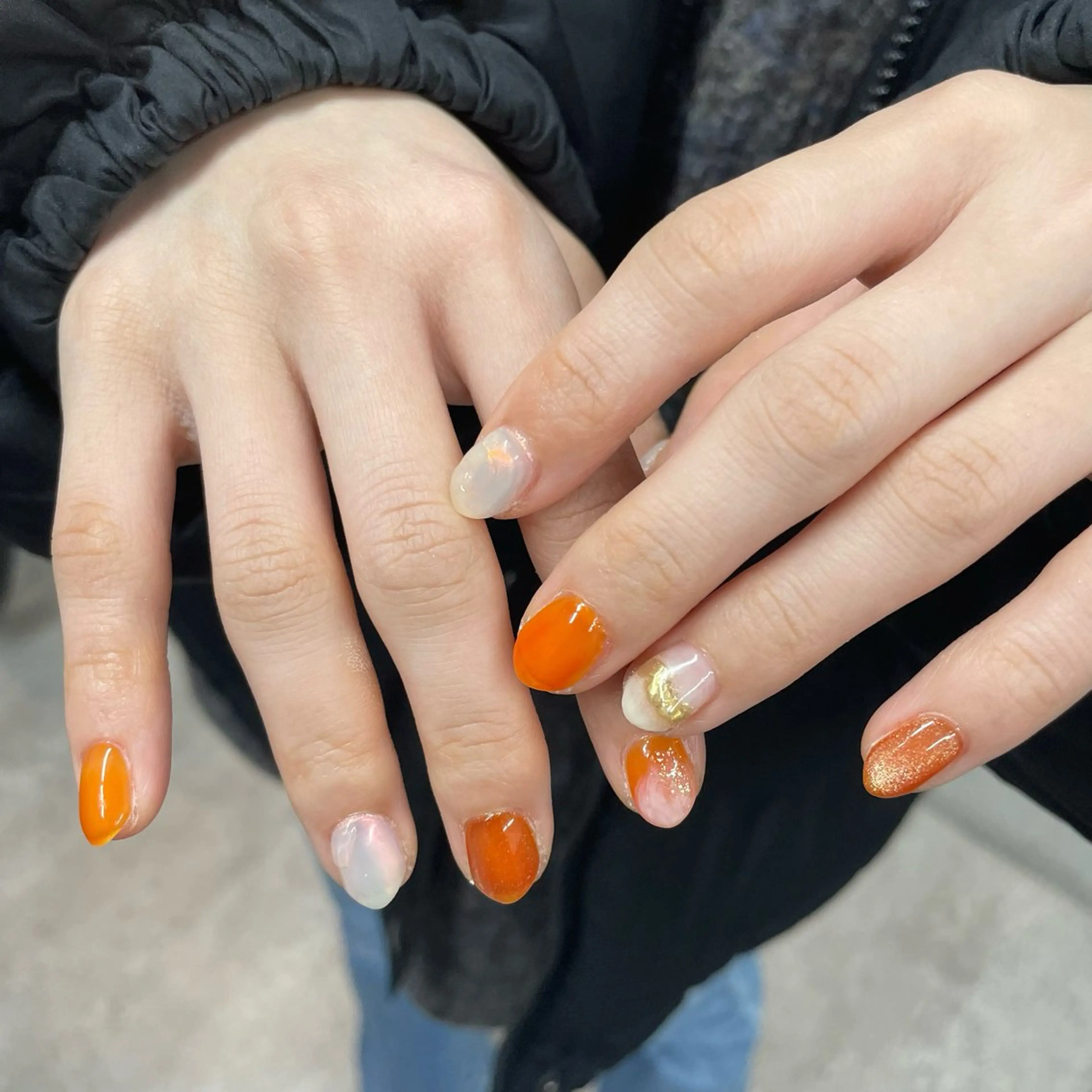 ネイル ニュアンスネイル オレンジ ハンドネイル Bianca川越西口 KITAZAKI🫧のネイルデザイン