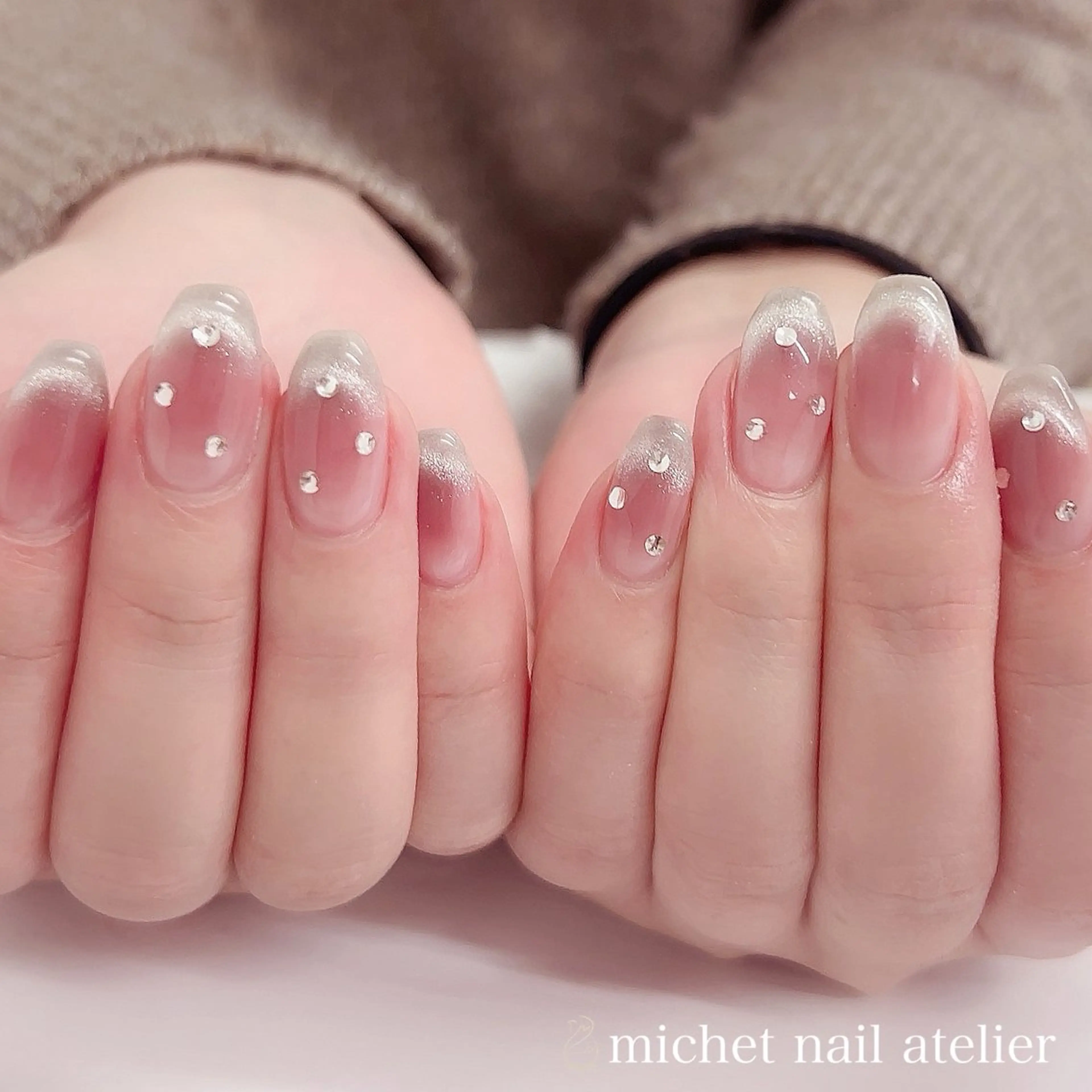 ネイル チークネイル ジェルネイル マグネットネイル ピンク 春ネイル ハンドネイル h. rikaのネイルデザイン