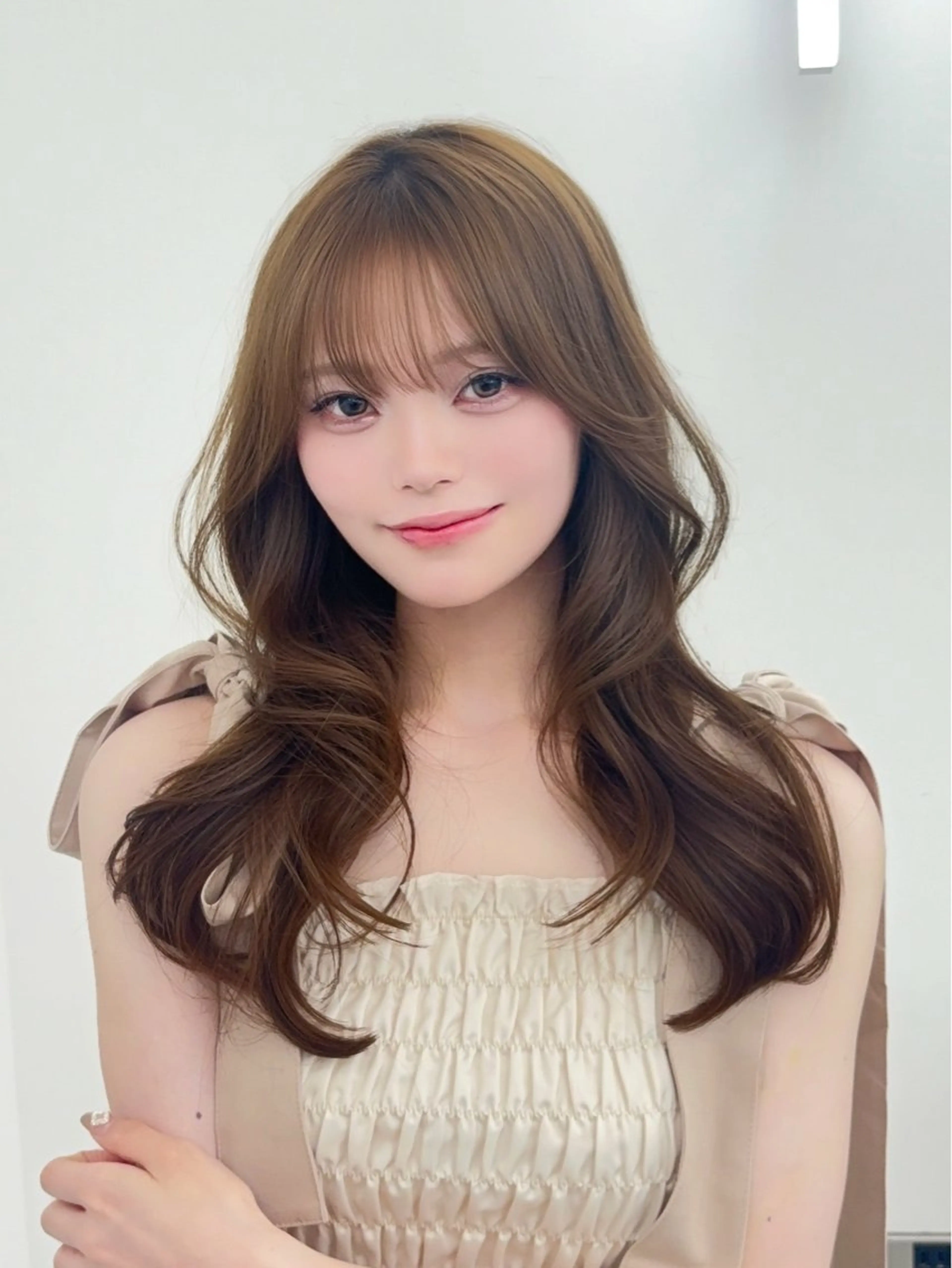 ロング カラー カット ヘアカラー トリートメント 韓国ヘア/レイヤー/ 顔まわり足立遥奈のヘアスタイル