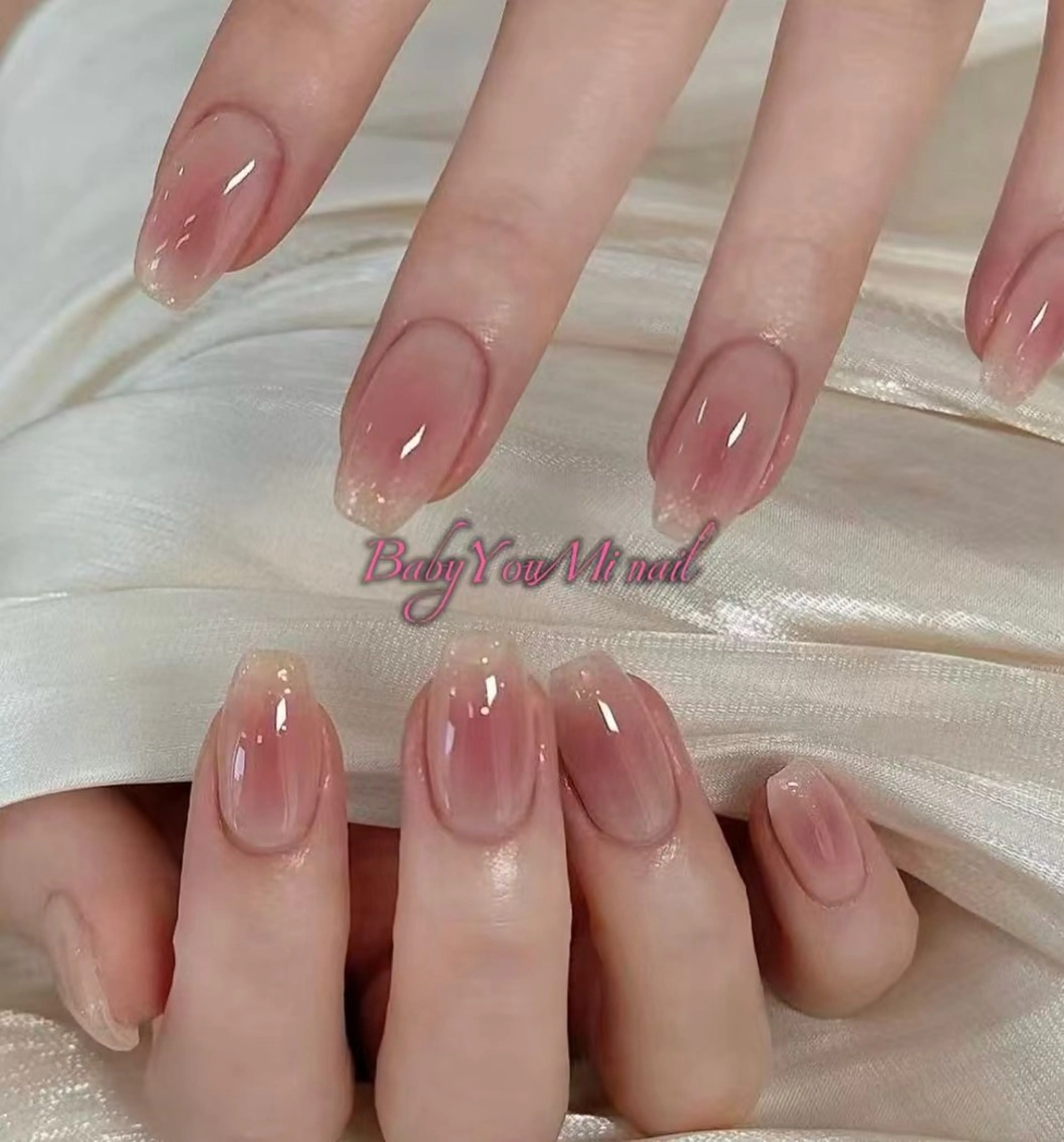 ネイル オーロラネイル チークネイル 成人式 フットネイル フレンチネイル ハンドネイル BabyYouMi nailのネイルデザイン