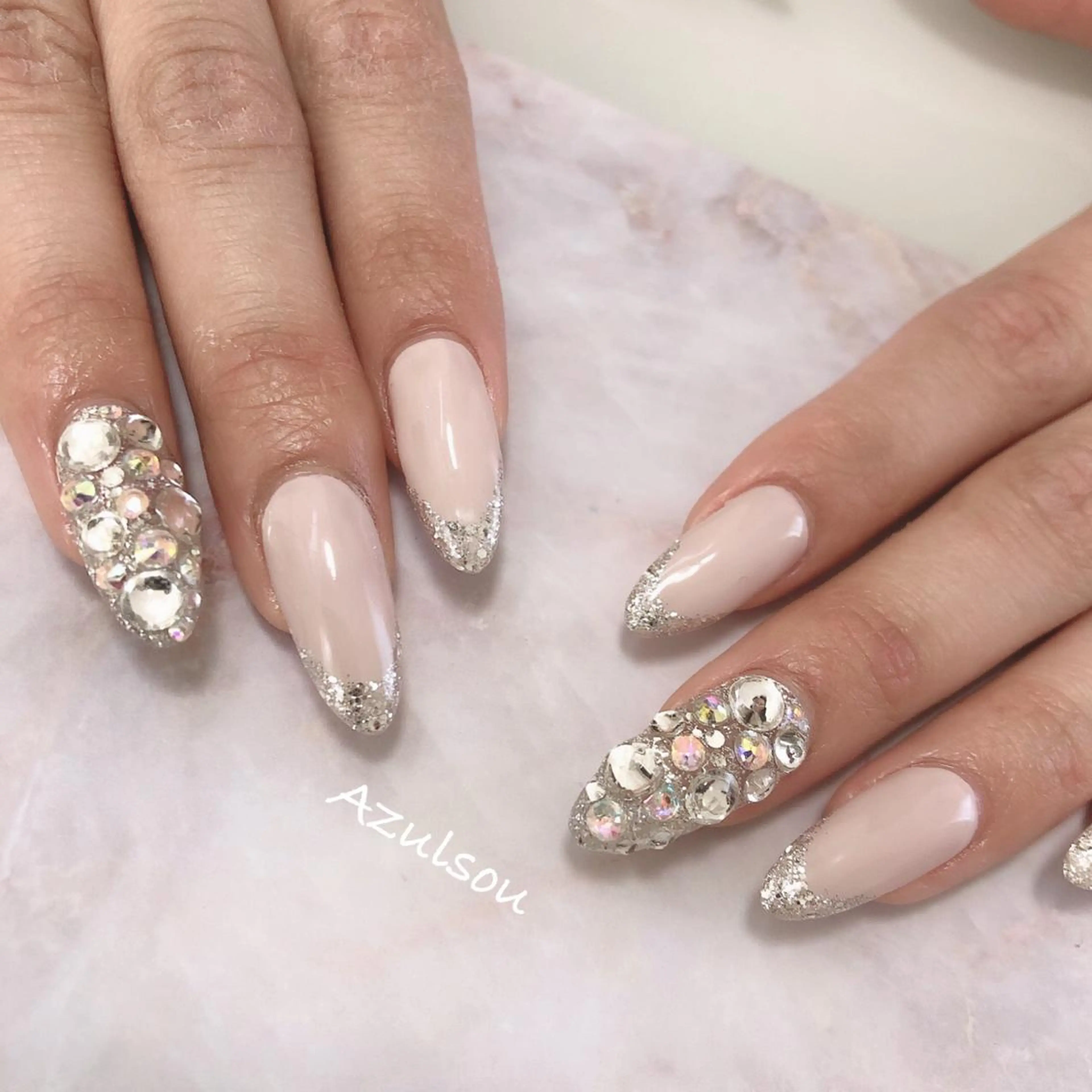ネイル ジェルネイル 韓国ネイル ミラーネイル 持ち込み ニュアンスネイル Azulsou 廣川愛のネイルデザイン