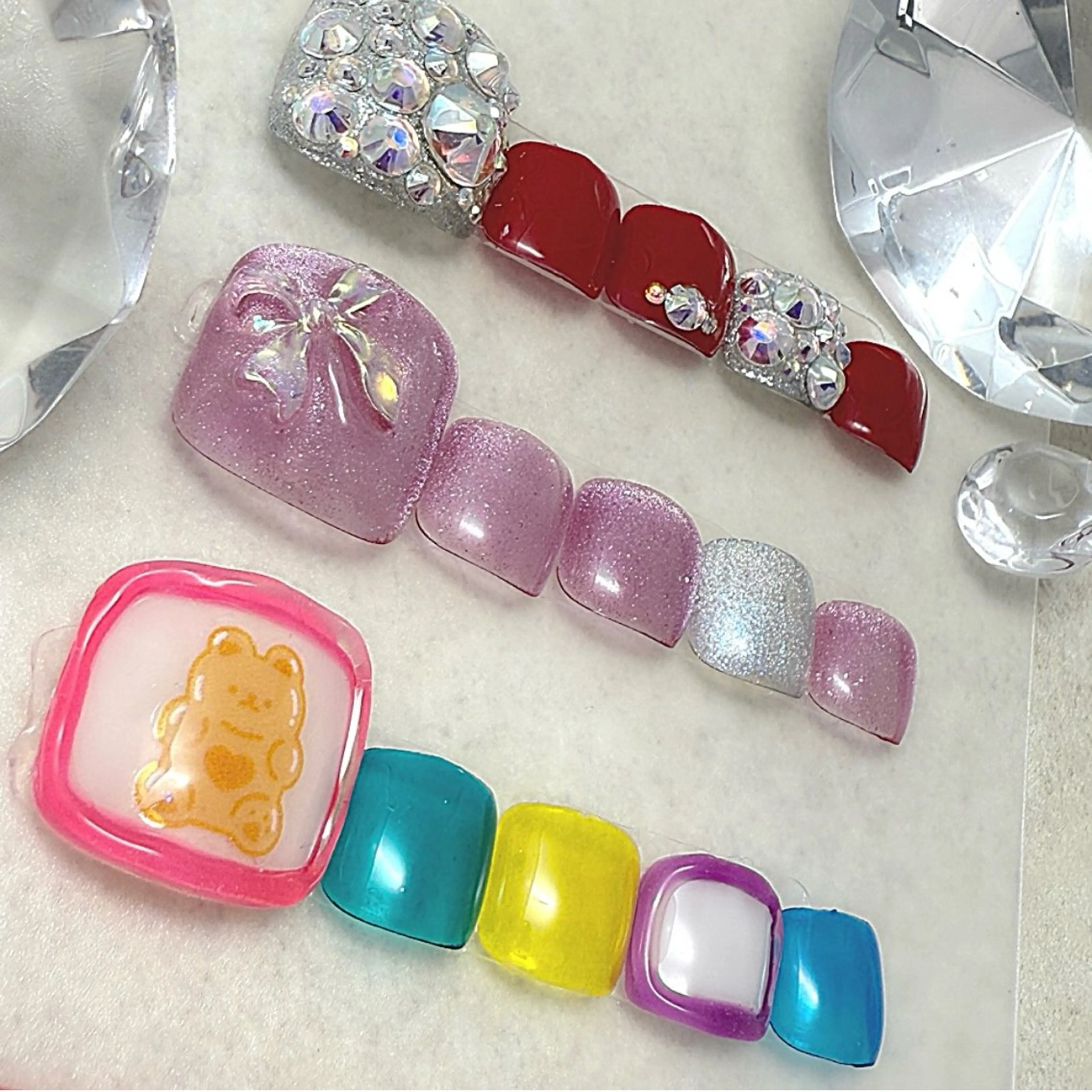 ネイル オーロラネイル フットネイル キラキラネイル マグネットネイル ピンク フットネイル 六本木ネイル阡夜一夜 当日&持ち込み歓迎のネイルデザイン