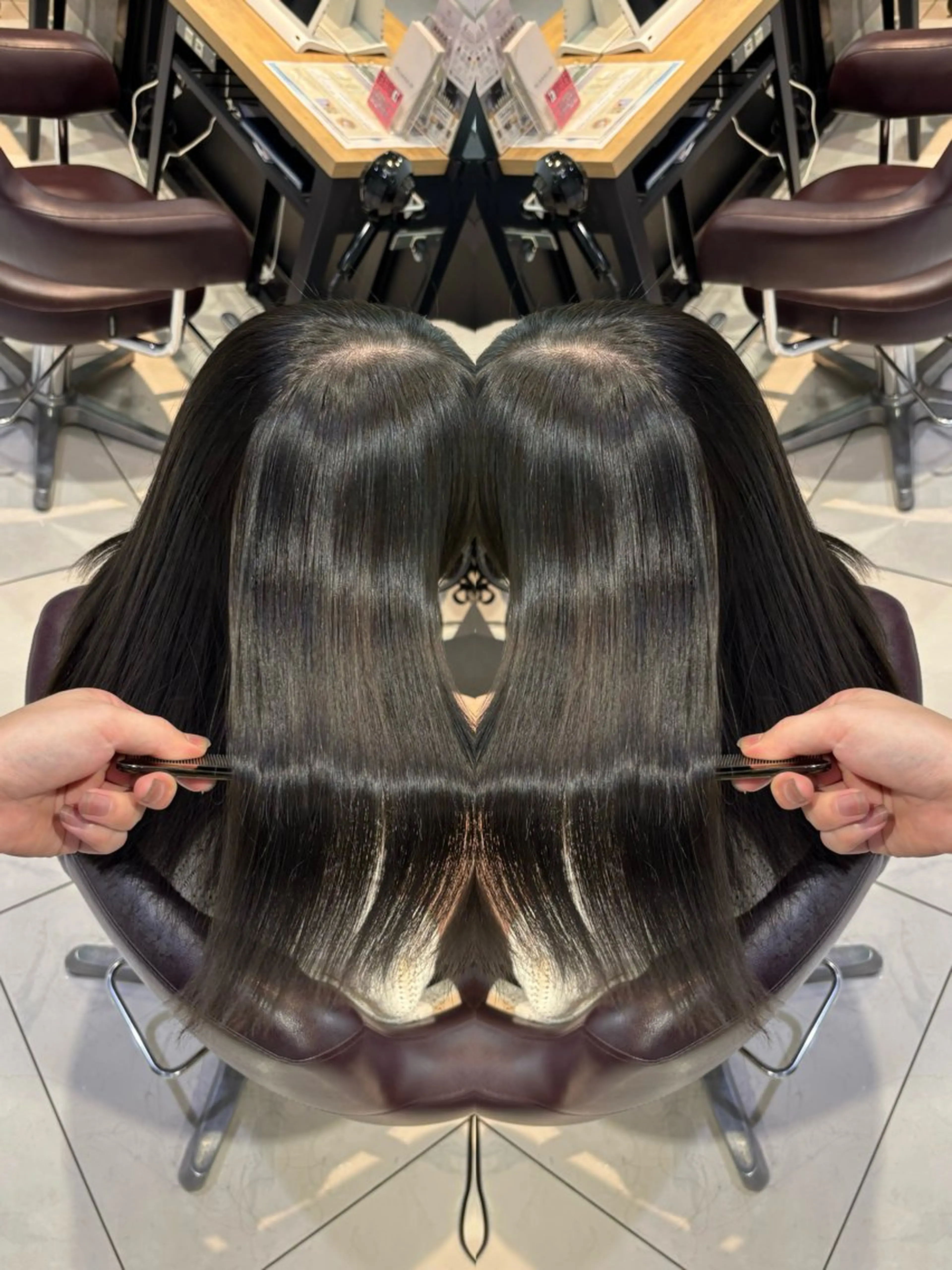 ロング カラー カット ヘアカラー 縮毛矯正 トリートメント 🩵レイヤー✖︎ 髪質改善🩵リョウヤのヘアスタイル