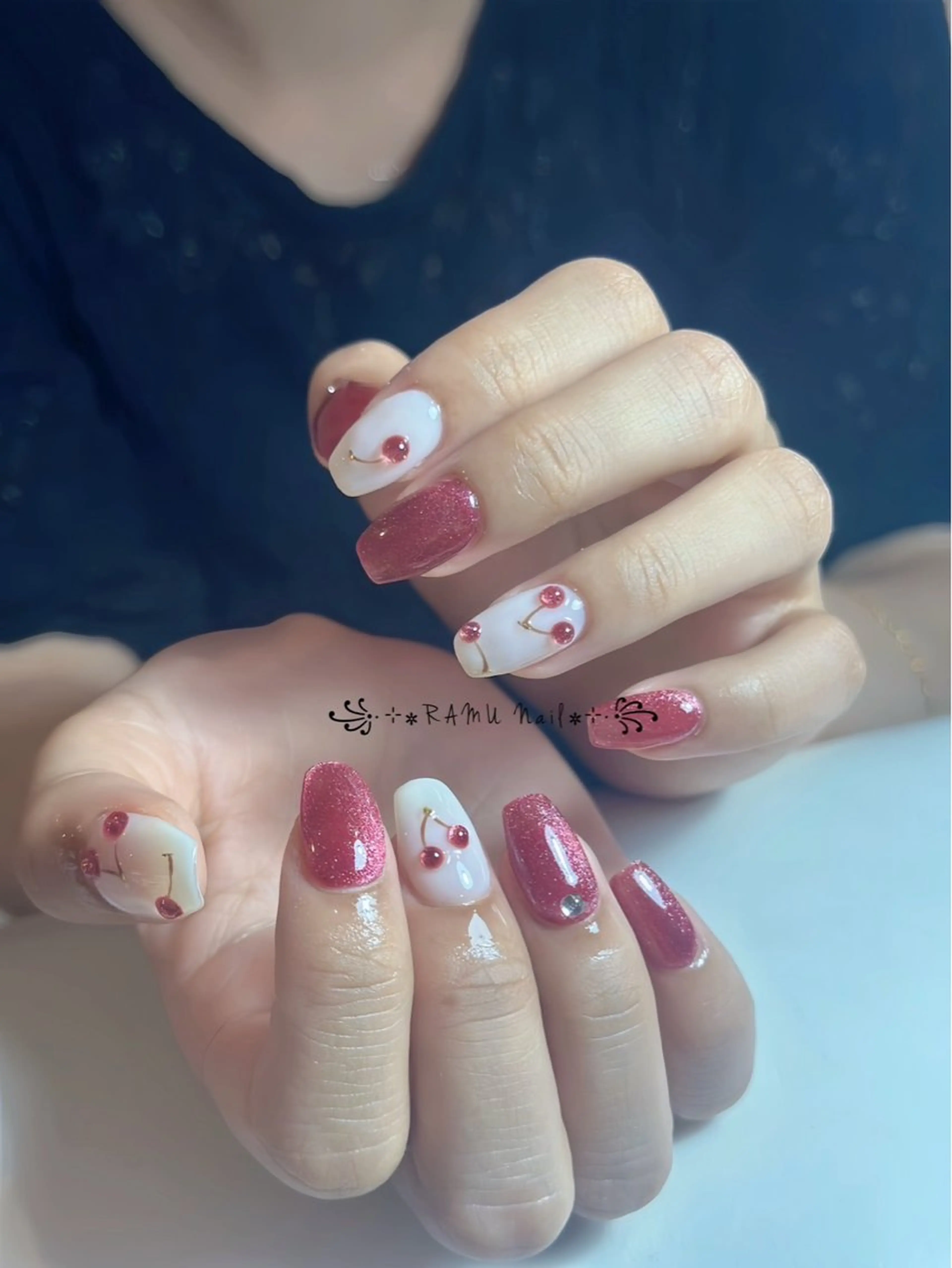 ネイル チークネイル フレンチネイル グラデーション キラキラネイル 韓国ネイル RAMU_Nail 池袋店のネイルデザイン