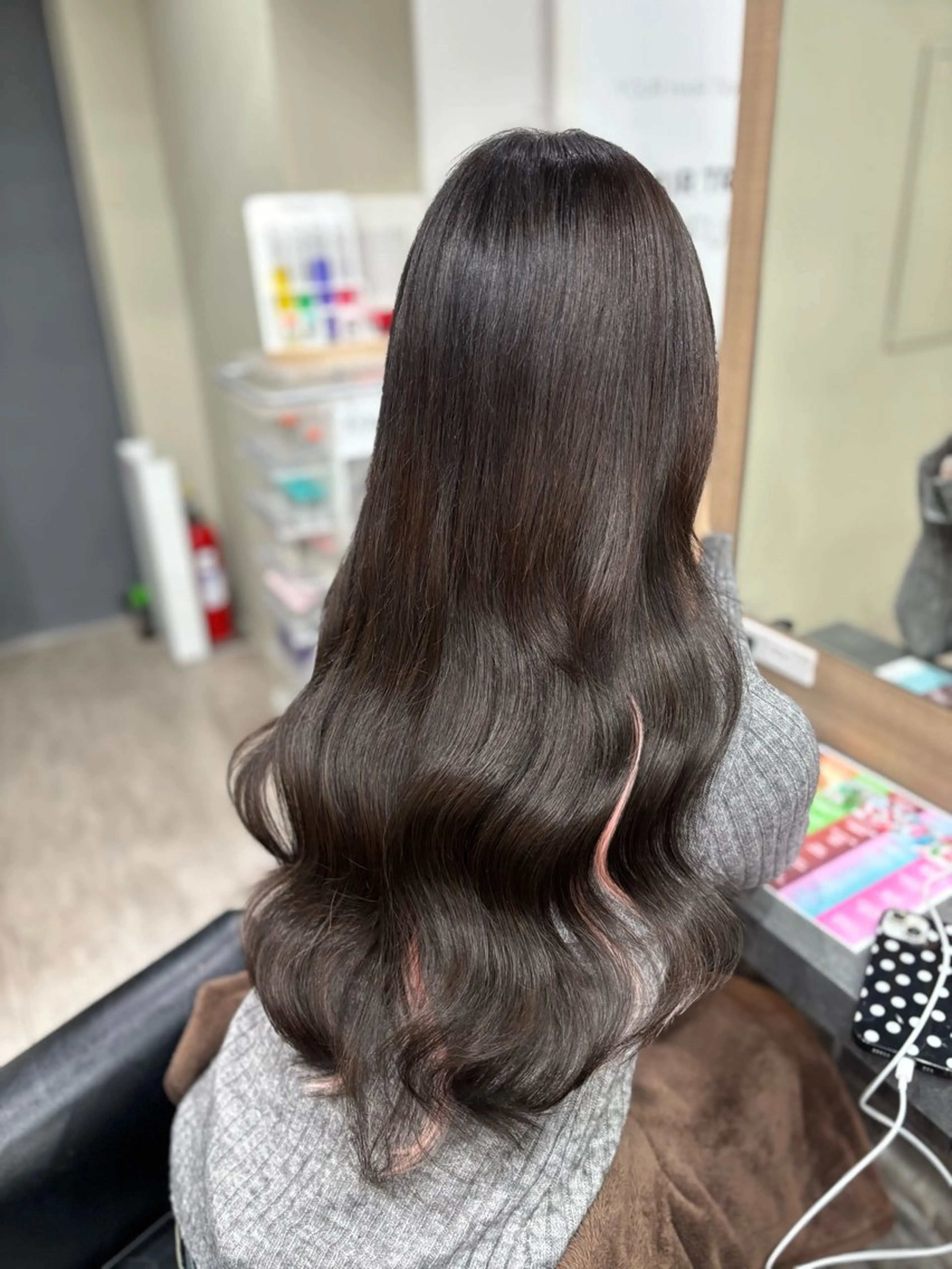 ロング カラー ブリーチ ピンクカラー エクステ 髪質改善 レイヤーカット ヘアカラー エクステ 横浜/エクステ特化× 艶カラー/あいかのヘアスタイル