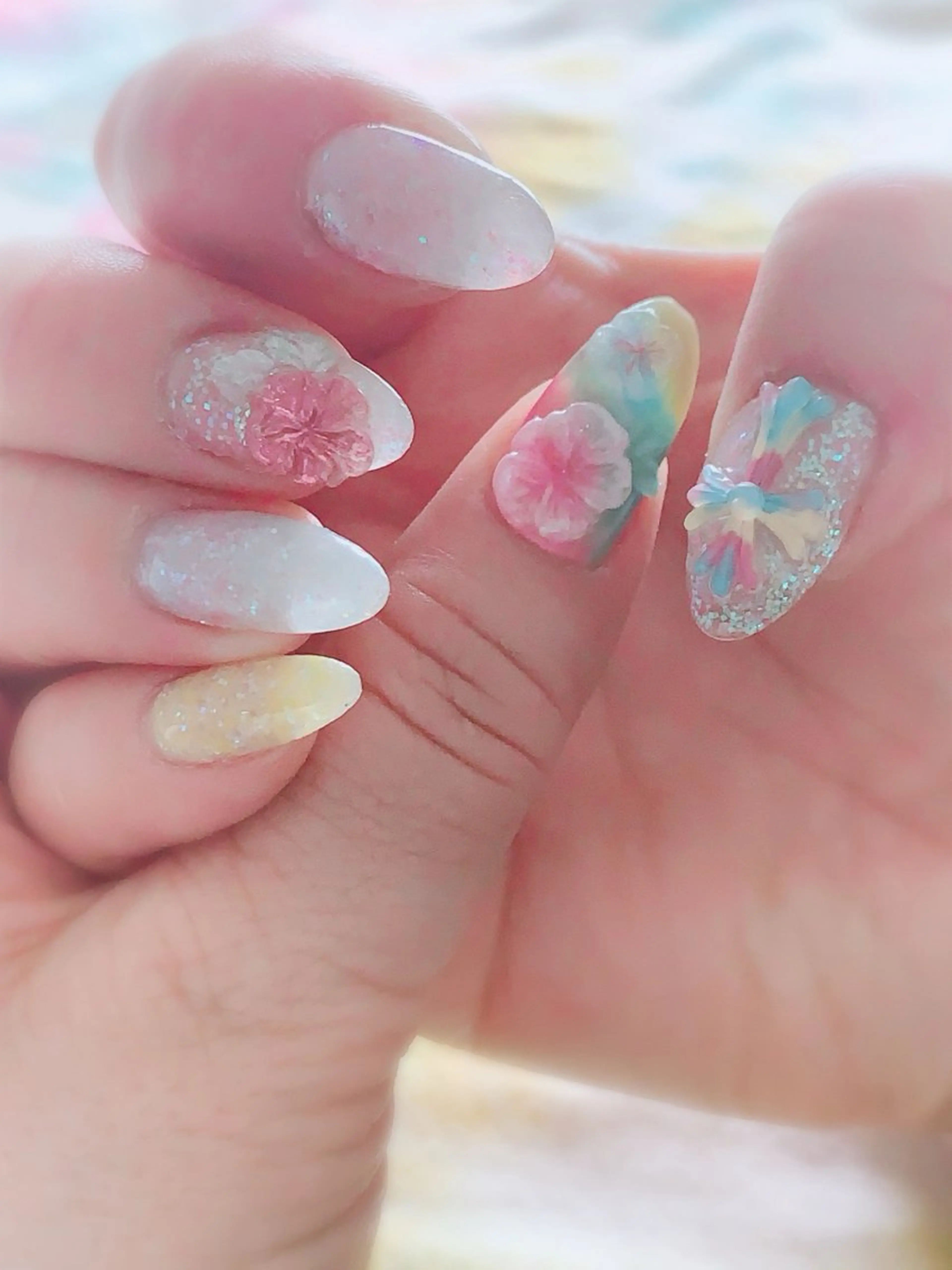 ネイル フラワーネイル ラメ(グリッター) フットネイル NAIL__ KOKOのネイルデザイン