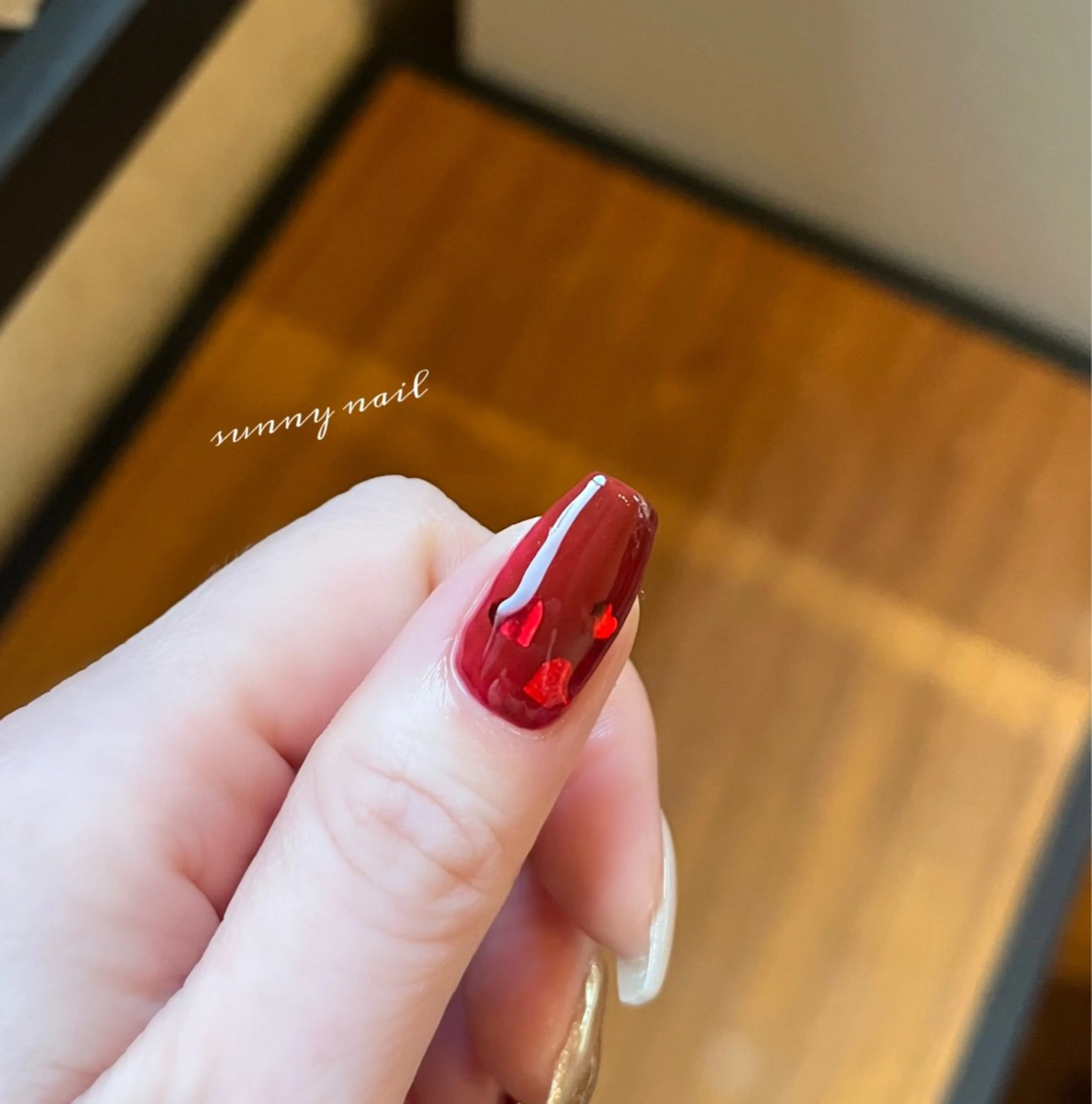 ネイル ジェルネイル ハート パラジェル バレンタイン sunny nailのネイルデザイン