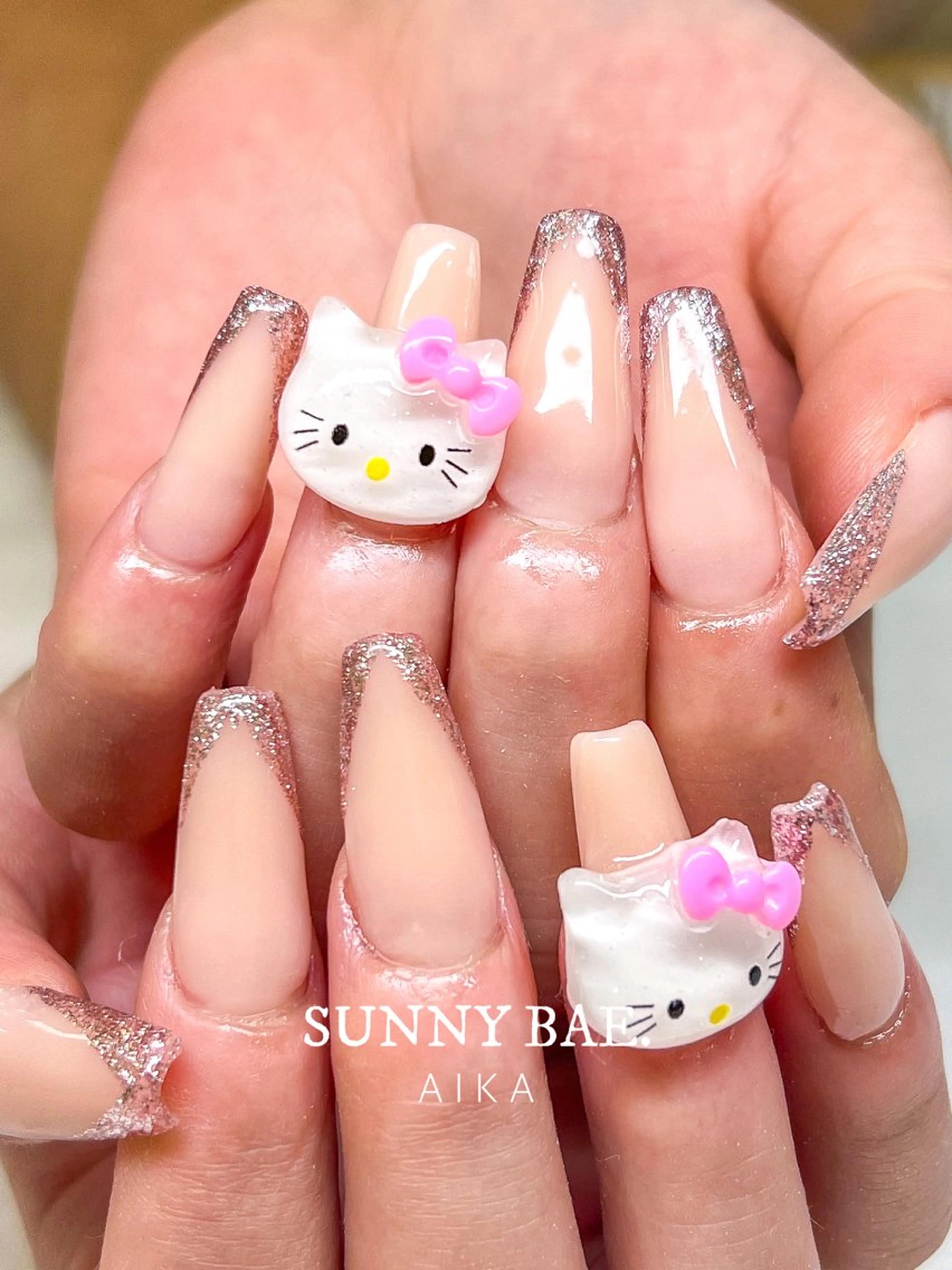 ネイル ジェルネイル キラキラネイル ロングネイル 持ち込み ワンカラーネイル Made By AIKAのネイルデザイン