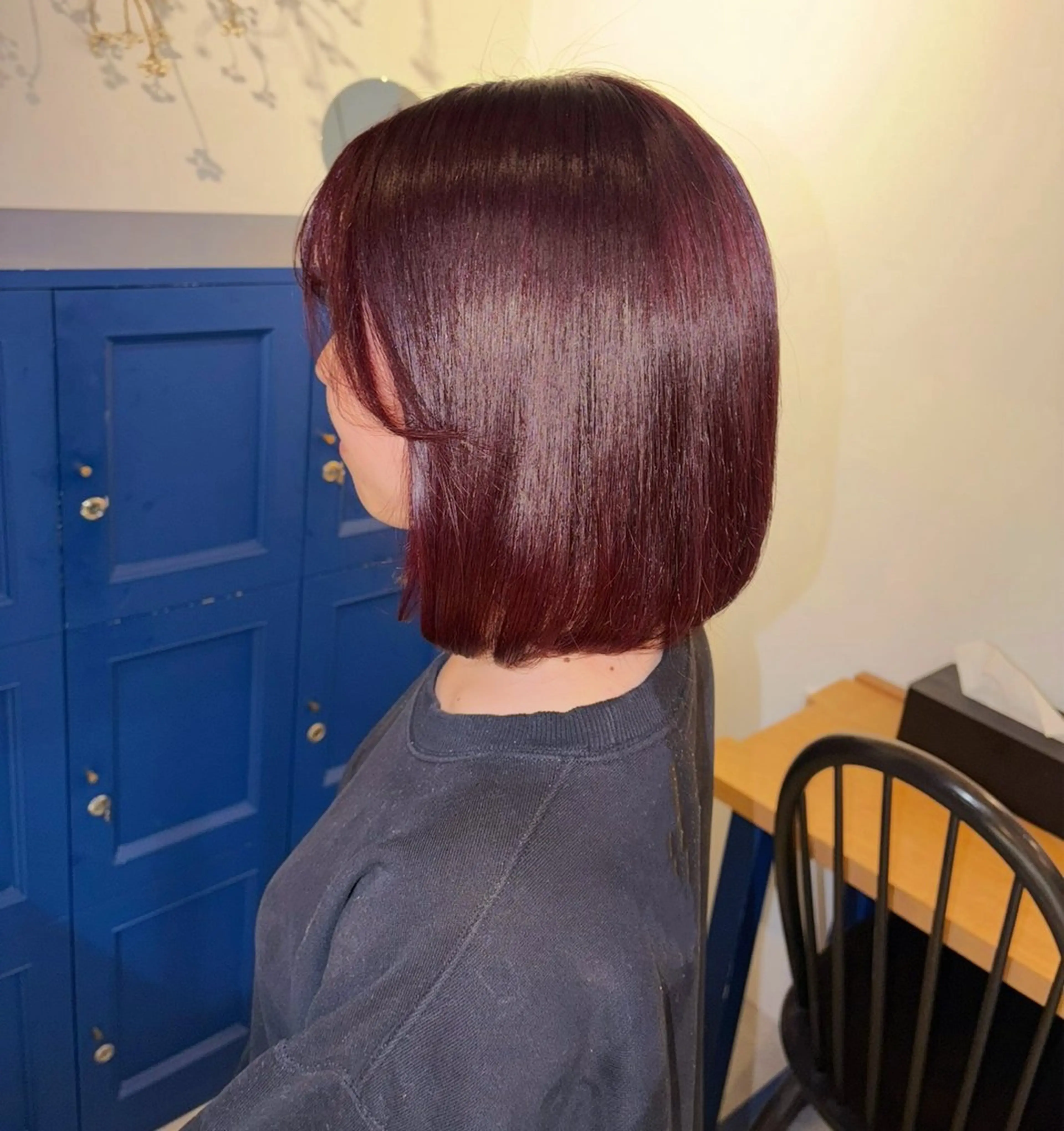 ミディアム カラー ボルドーカラー ブラウンカラー ヘアカラー 大参 花のヘアスタイル