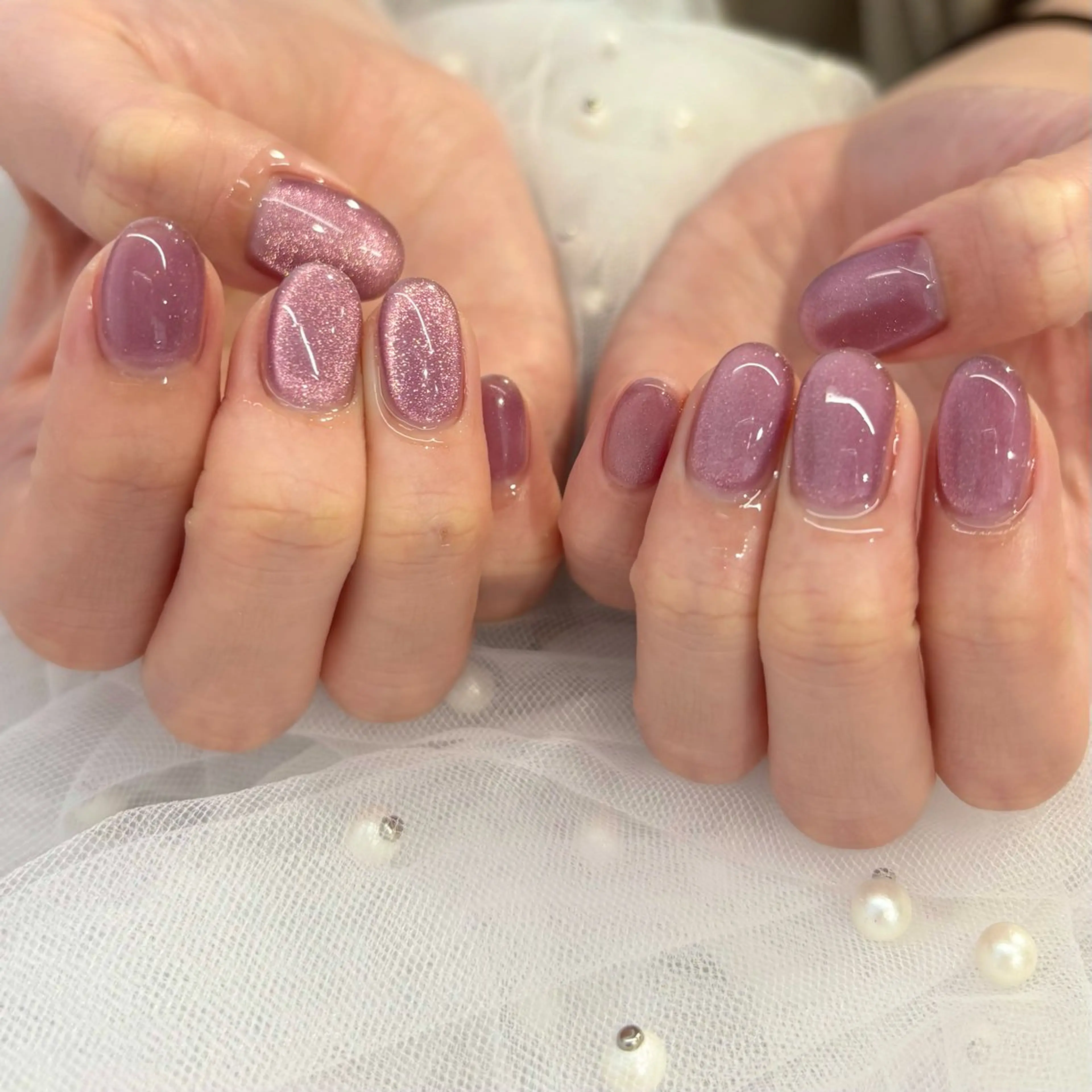 ネイル キラキラネイル パープル 荒巻 めいのネイルデザイン