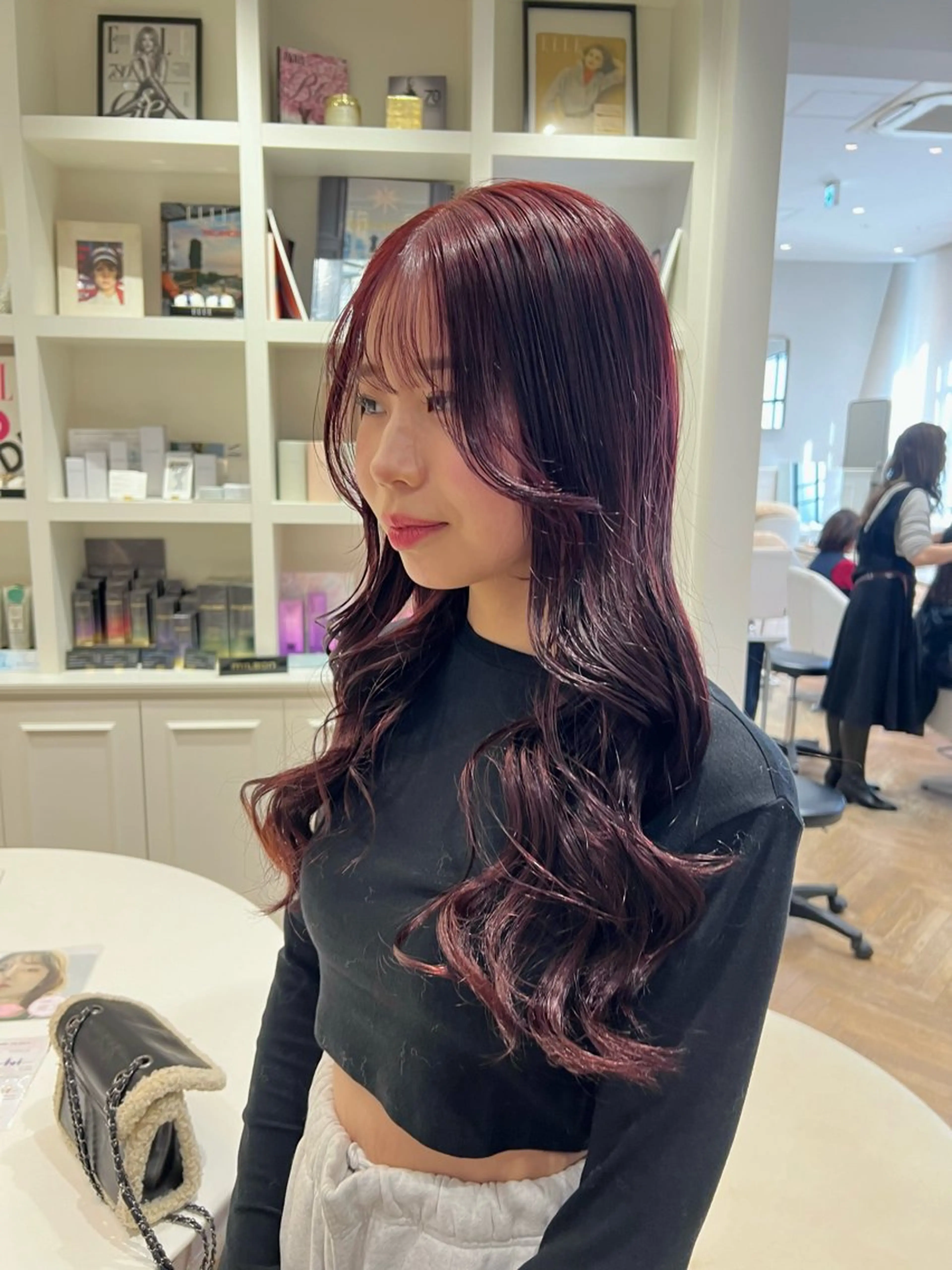 ロング カラー ボルドーカラー カット ヘアカラー 似合わせ/レイヤー 💟SAEのヘアスタイル