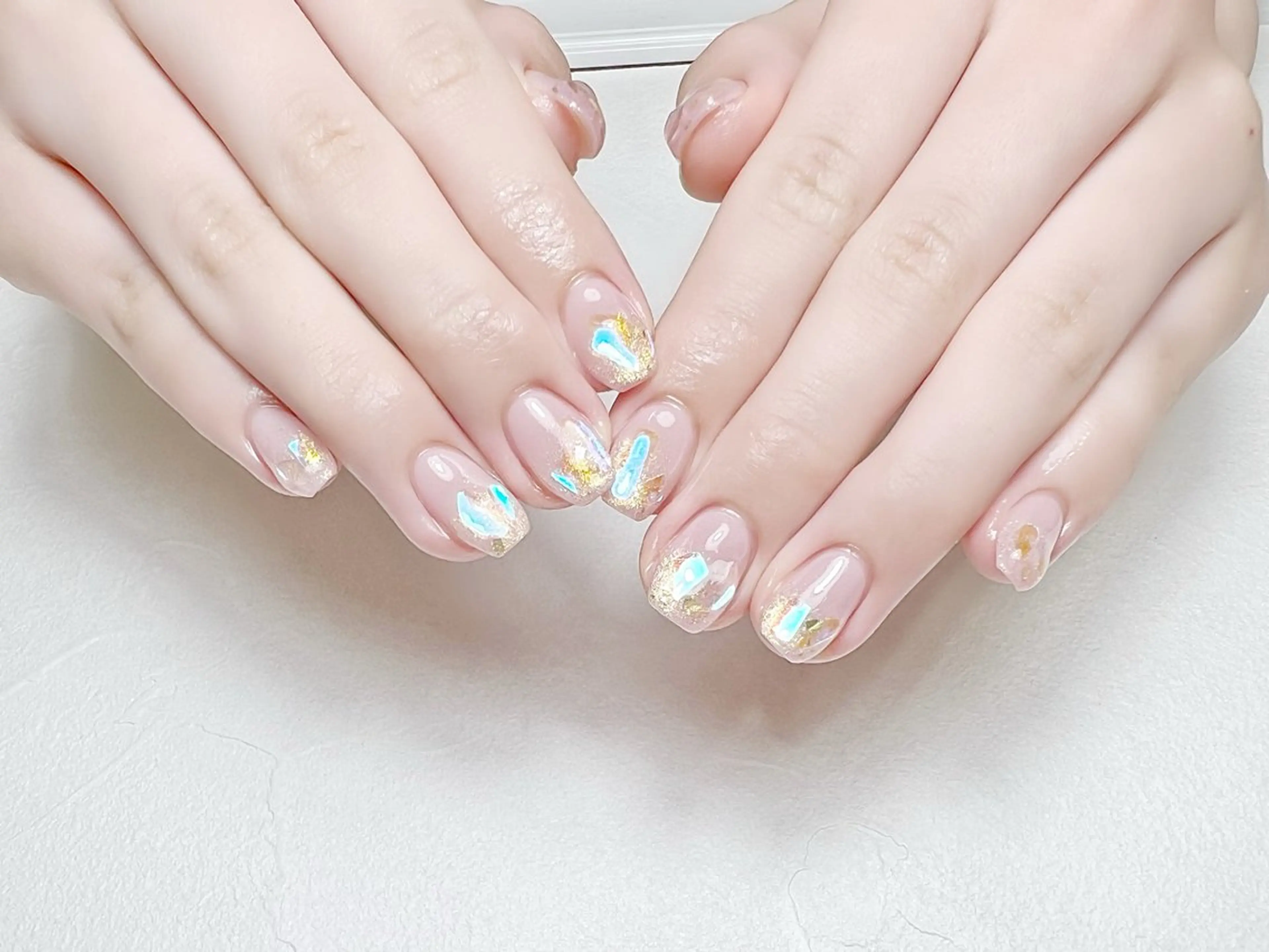 ネイル 氷ネイル・うるうるネイル キラキラネイル ワンホンネイル rouse nail RISATOのネイルデザイン