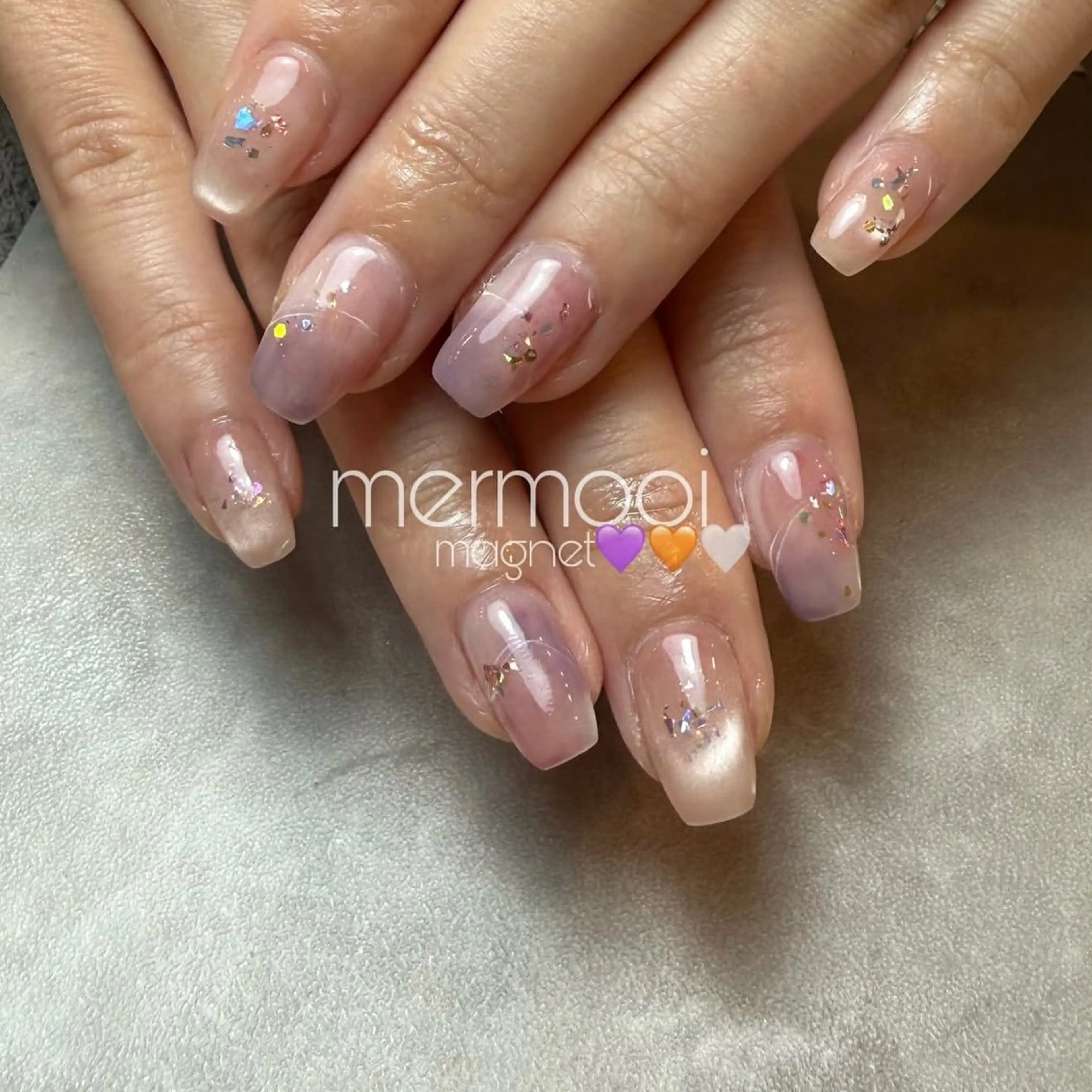 ネイル 氷ネイル・うるうるネイル マグネットネイル ハンドネイル melumooi nailのネイルデザイン