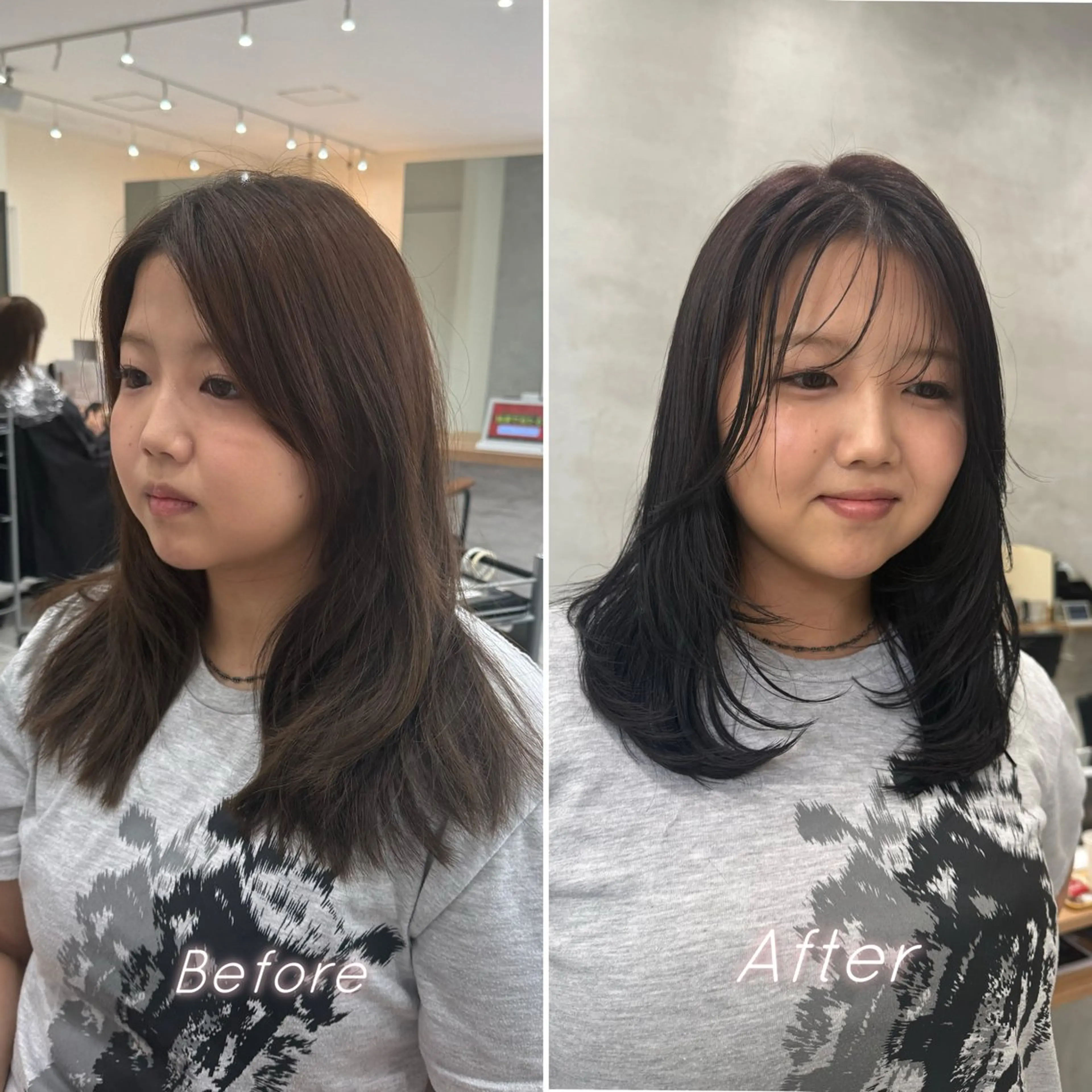 セミロング レイヤーカット カット ヘアカラー 柔らかレイヤー× 透け感カラー/SUのヘアスタイル