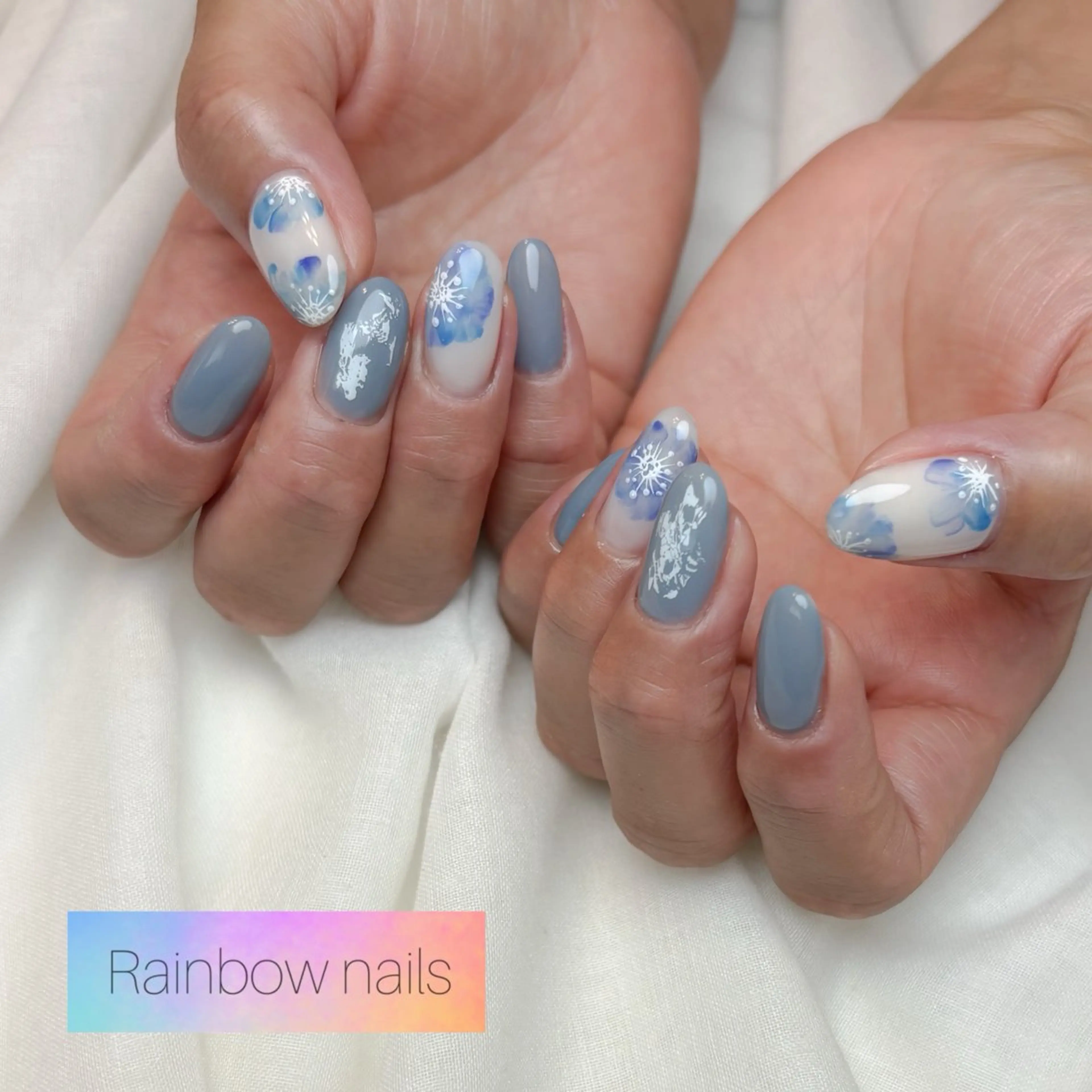 ネイル フラワーネイル ニュアンスネイル ハンドネイル Rainbow nailsくろちゃんのネイルデザイン