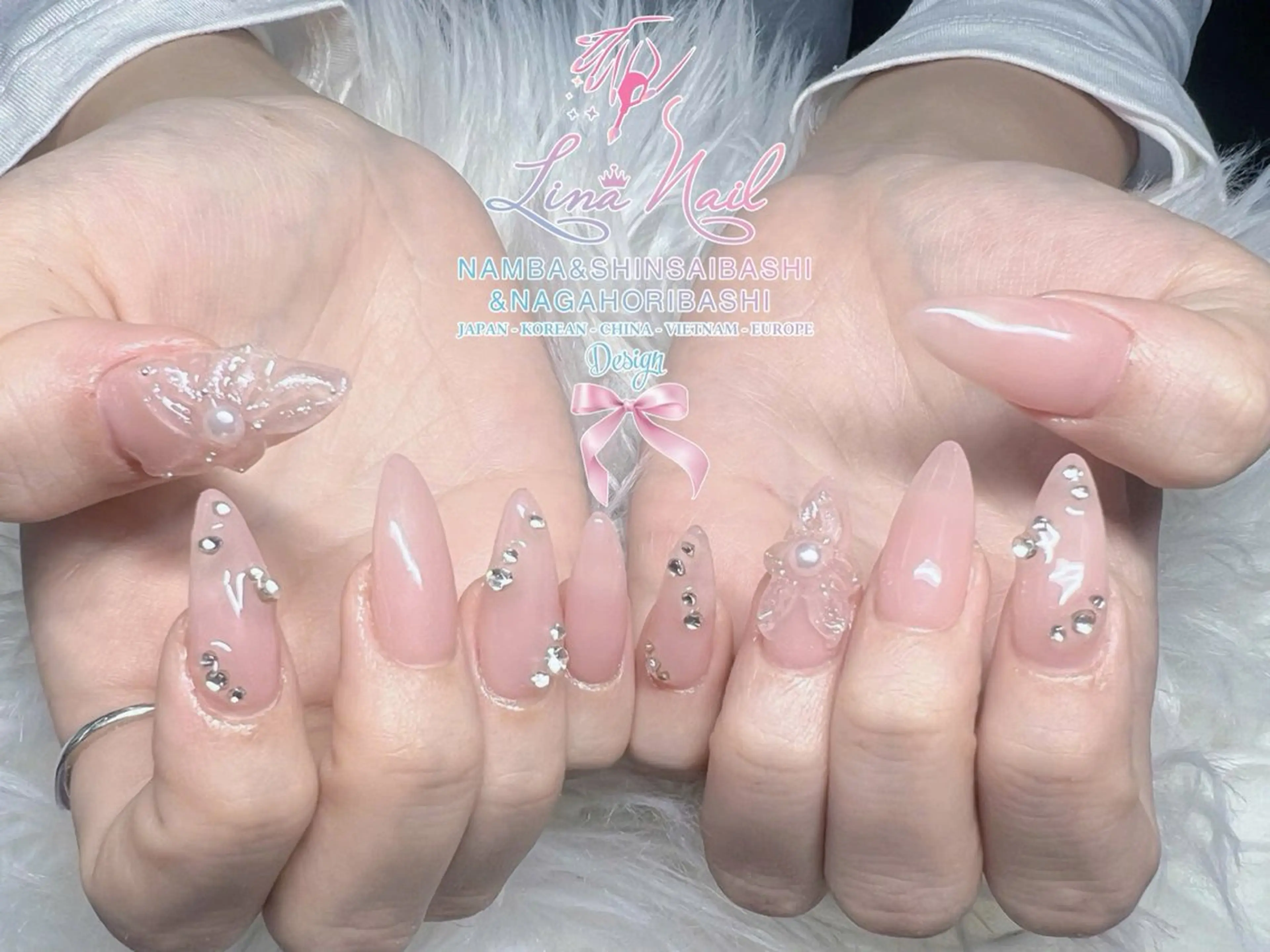 ネイル チークネイル 桜ネイル フラッシュネイル フットネイル ジェルネイル ハンドネイル リナネイル アメ村心斎橋店のネイルデザイン