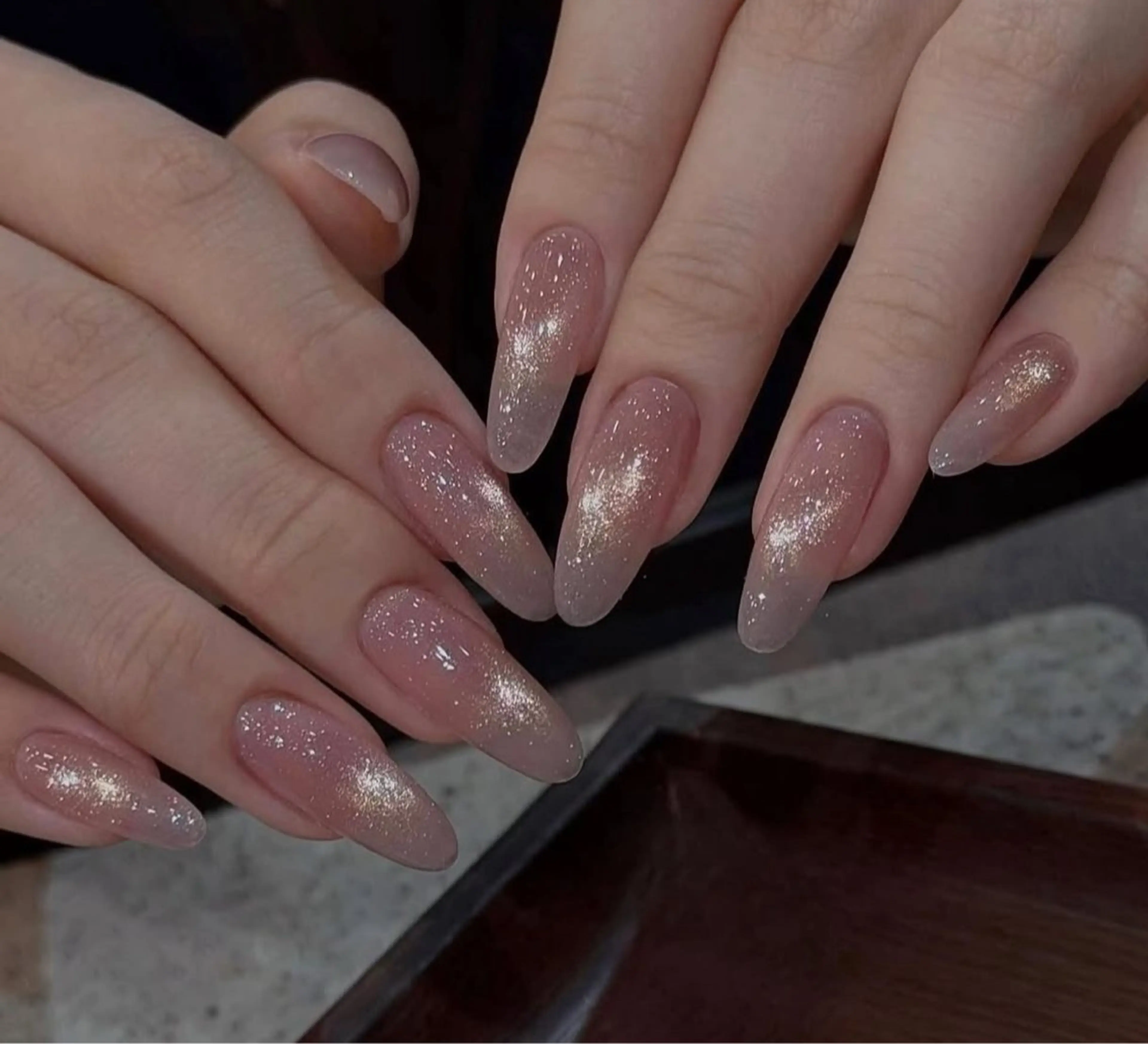 ネイル ハンドネイル 🎀PG🩵 ネイルサロンのネイルデザイン