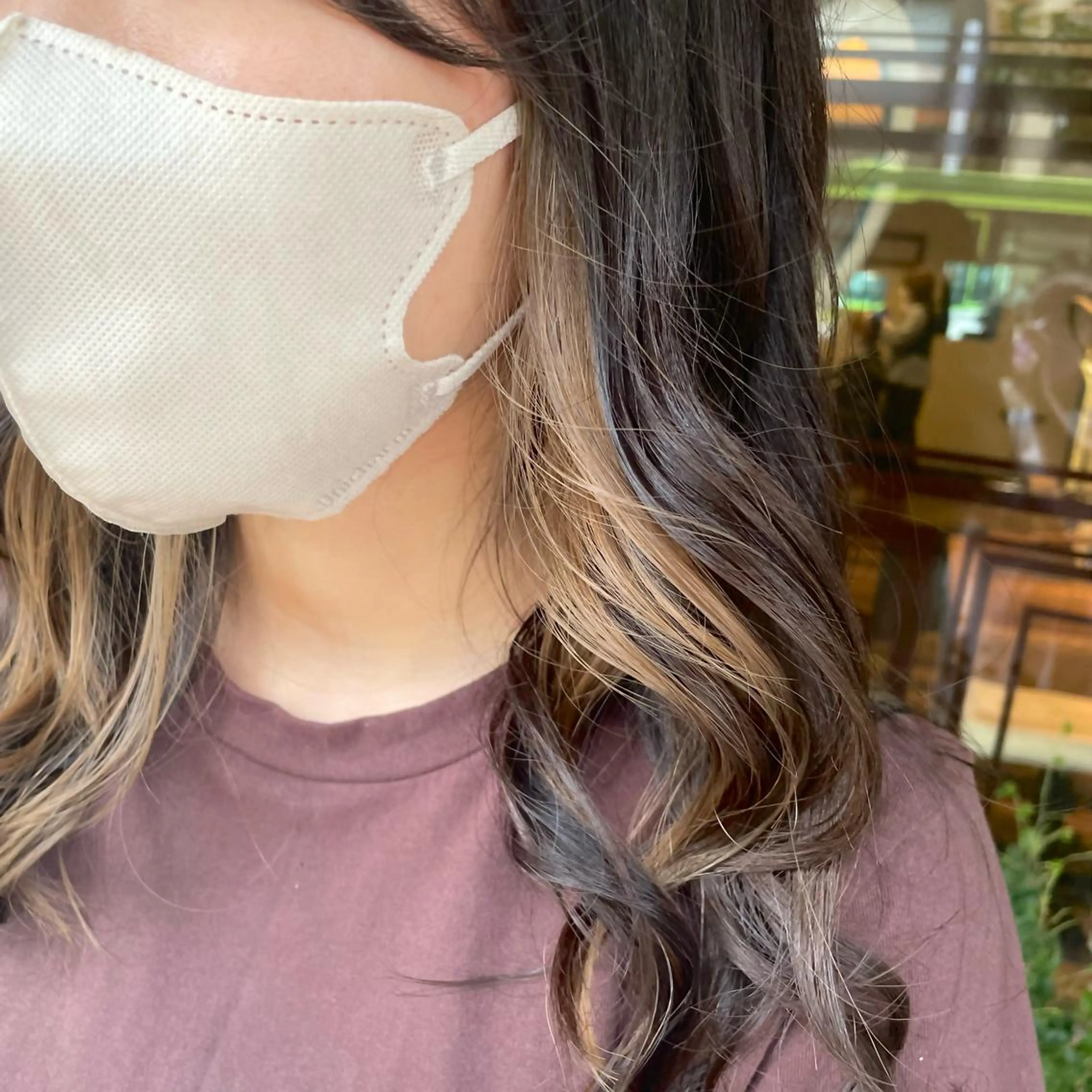 セミロング カラー ベージュカラー インナーカラー ミルクティーベージュ ふるはし みなのヘアスタイル