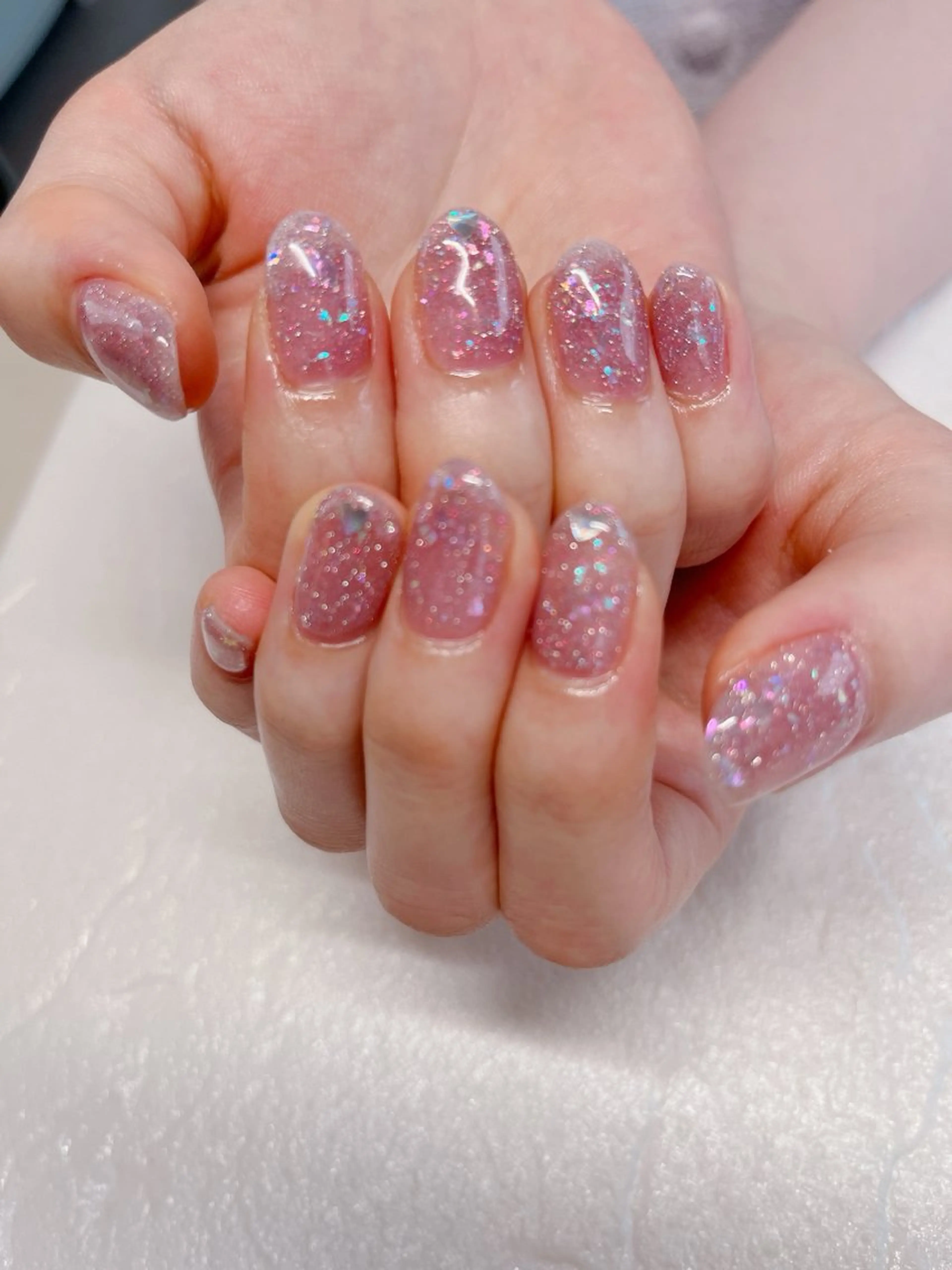 ネイル フラッシュネイル 氷ネイル・うるうるネイル キラキラネイル ハンドネイル happiness nailのネイルデザイン