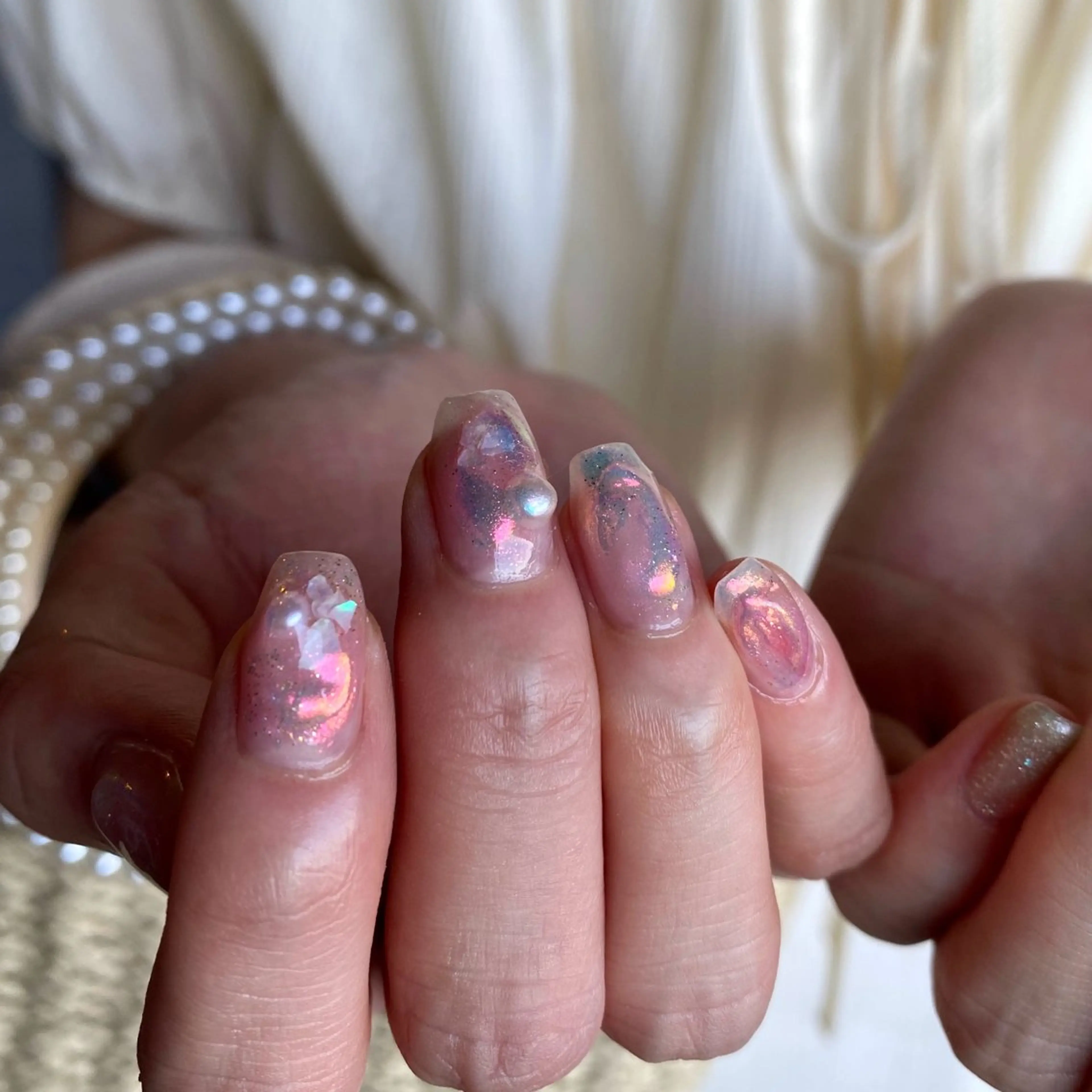 ネイル チークネイル ミラーネイル ニュアンスネイル ぷっくりネイル 夏ネイル ハンドネイル amuse ニュアンス/個性派のネイルデザイン