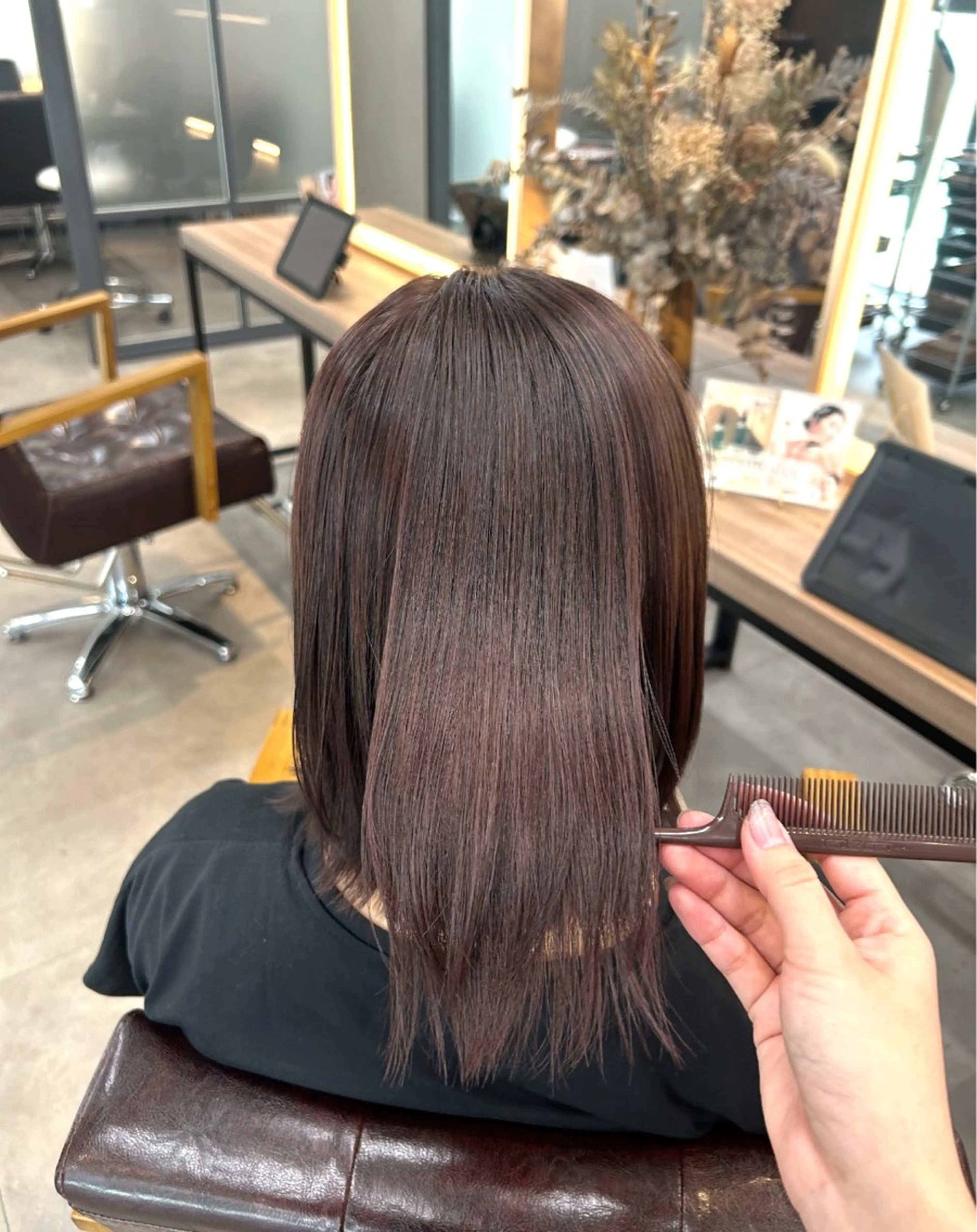 ミディアム カラー ブラウンカラー レッドカラー レッドブラウン ヘアカラー トリートメント ハイトーン透明感/レ イヤー/ririkaのヘアスタイル