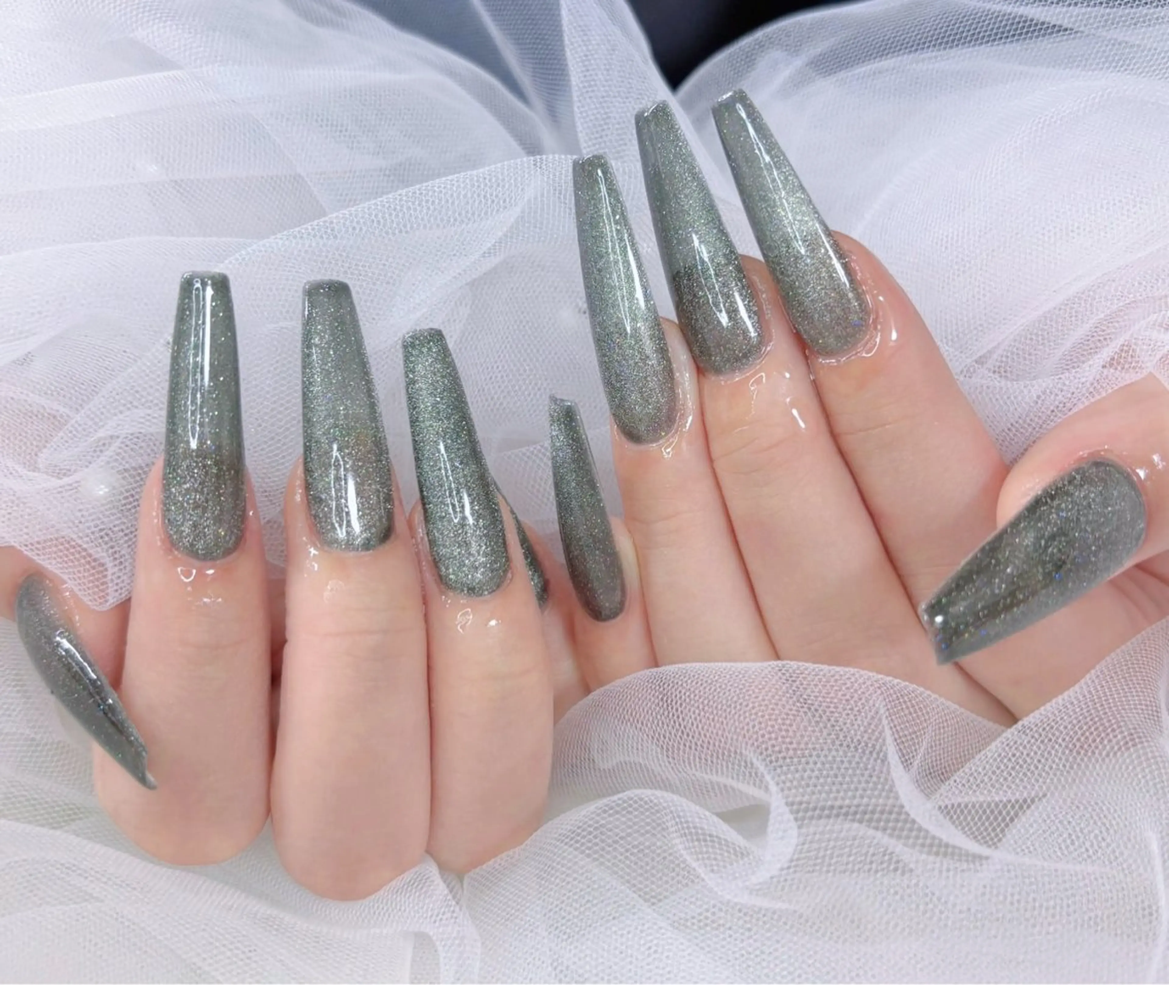 ネイル アートネイル オーロラネイル チークネイル 成人式 長さ出し ハンドネイル ╹◡╹Mimoミモ Eye&Nailのマツエク・マツパデザイン