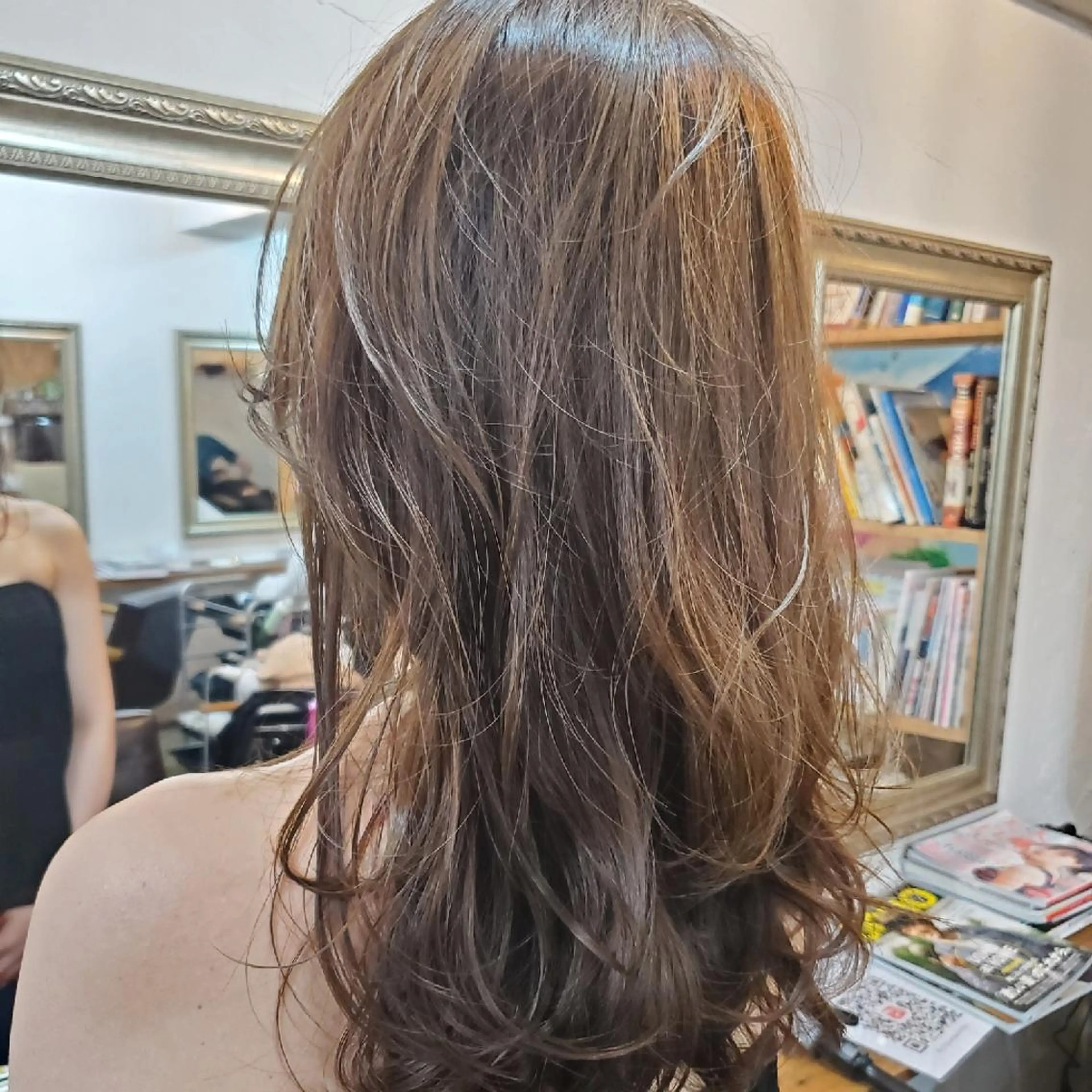 ロング カラー カット ヘアカラー トリートメント 韓国レイヤー柔らかい 地毛風縮毛矯正／マツのヘアスタイル