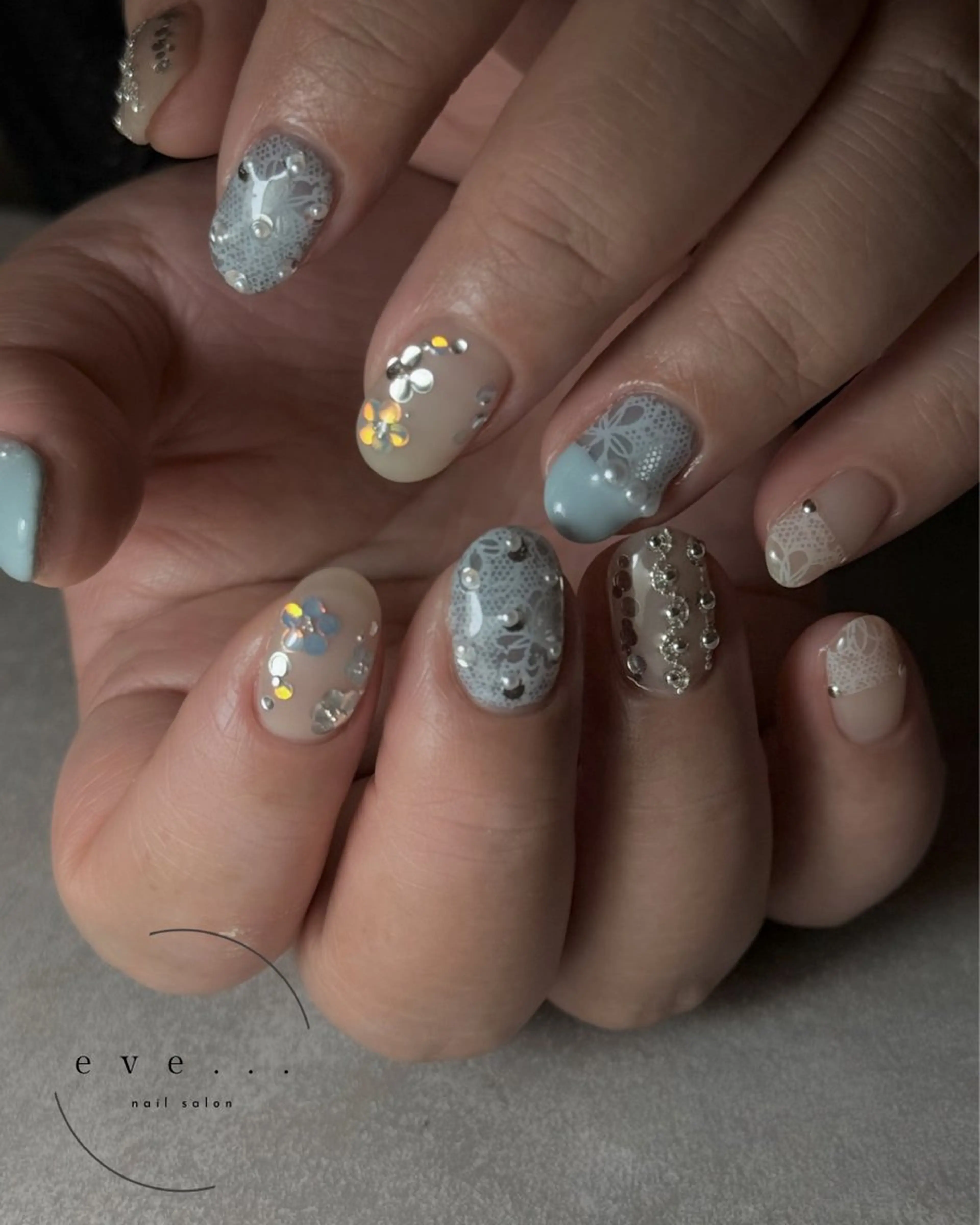 ネイル フラワーネイル レース 春ネイル ハンドネイル nail salon eve...のネイルデザイン