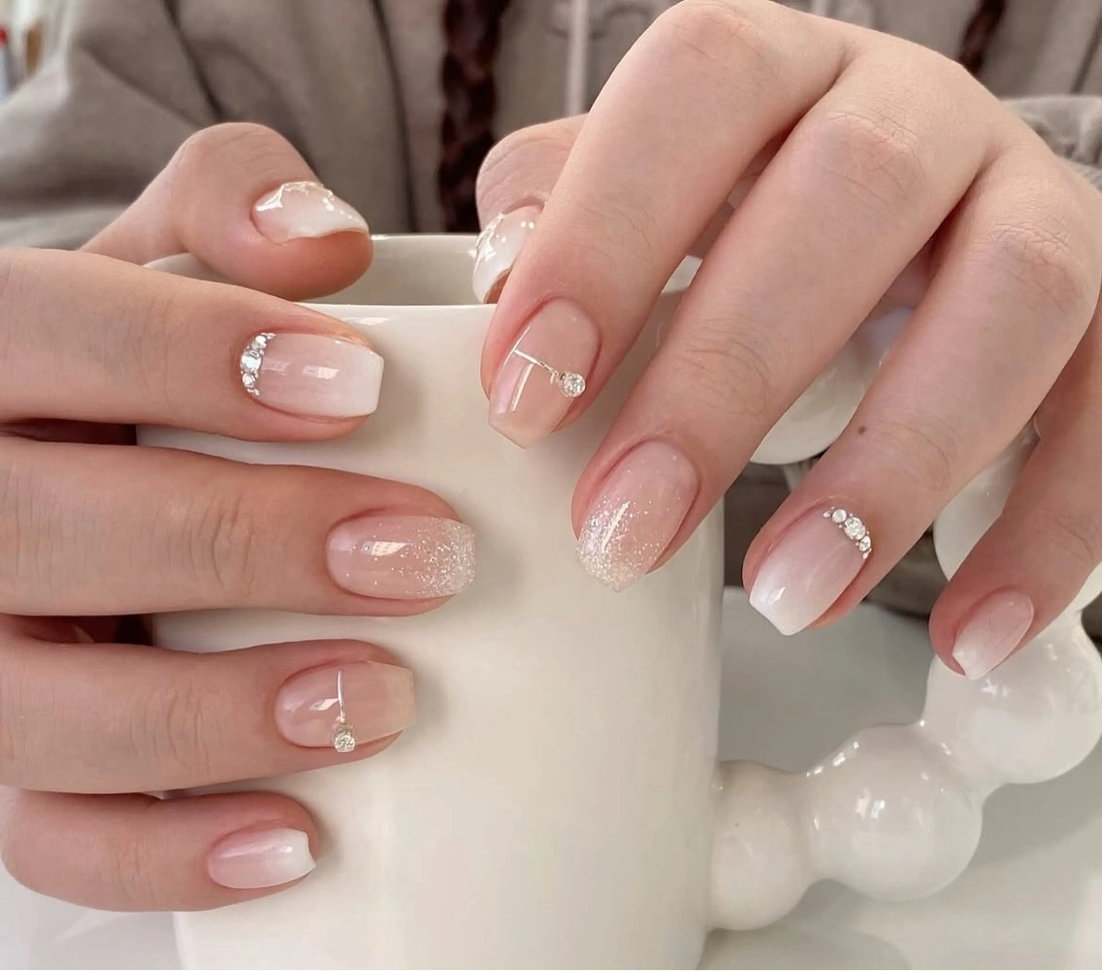 ネイル 長さ出し フレンチネイル グラデーション 卒業式 マグネットネイル Sora nail 長さ出し専門店のネイルデザイン