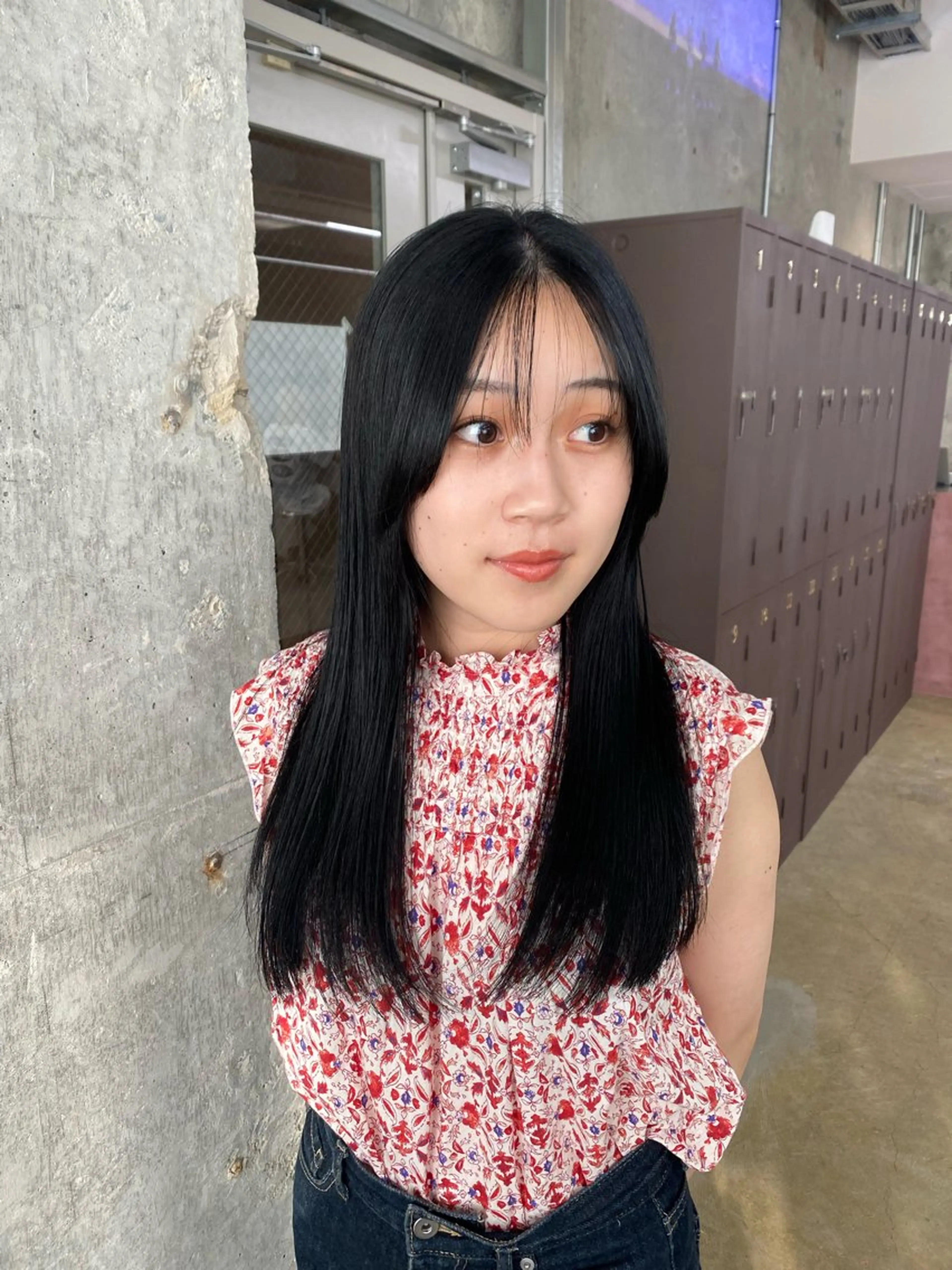 ロング ヘアカラー トリートメント 暖色カラー/オリーブ /ミニボブ/白柳美空のヘアスタイル