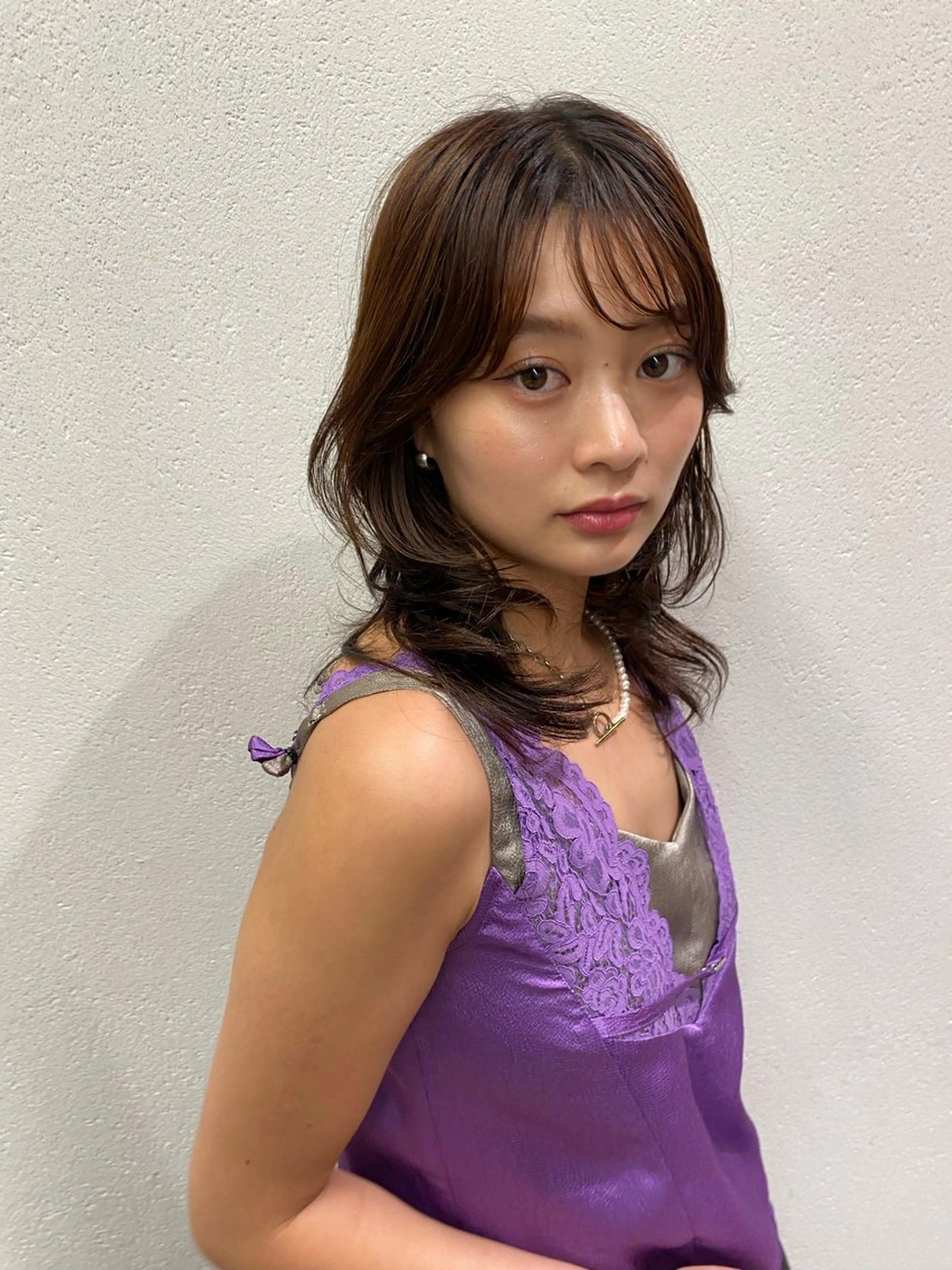 ミディアム カラー ヘアカラー トリートメント レイヤー/柔色 カラー/SAkiのヘアスタイル