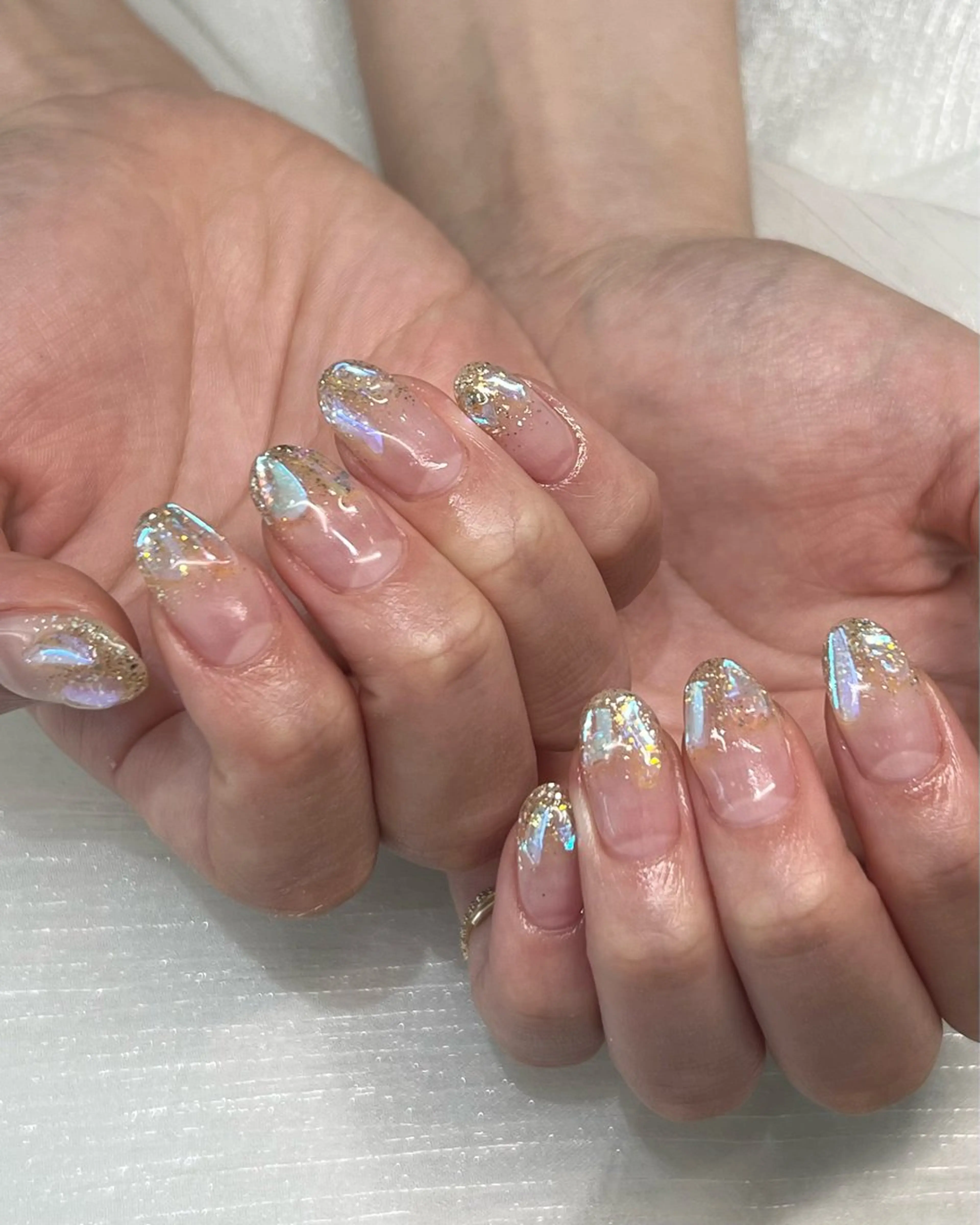ネイル オーロラネイル ラメ(グリッター) ラメグラデーション ストーンネイル ハンドネイル Rin🫧Zina nail浦安のネイルデザイン
