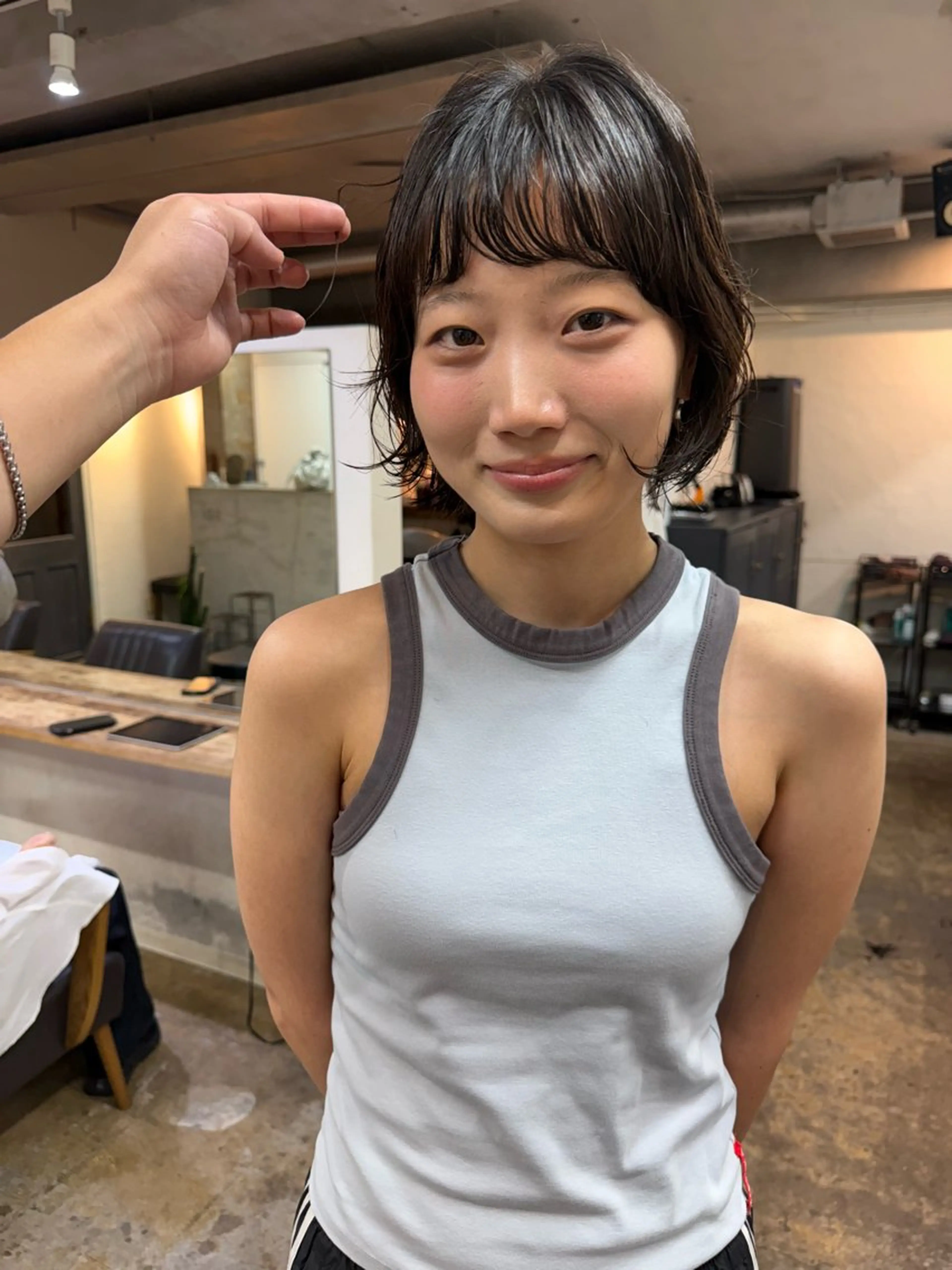 ショート パーマ ボブ ニュアンスパーマ カット パーマ トリートメント 森貴裕/ベージュ/ パーマ/オリーブのヘアスタイル