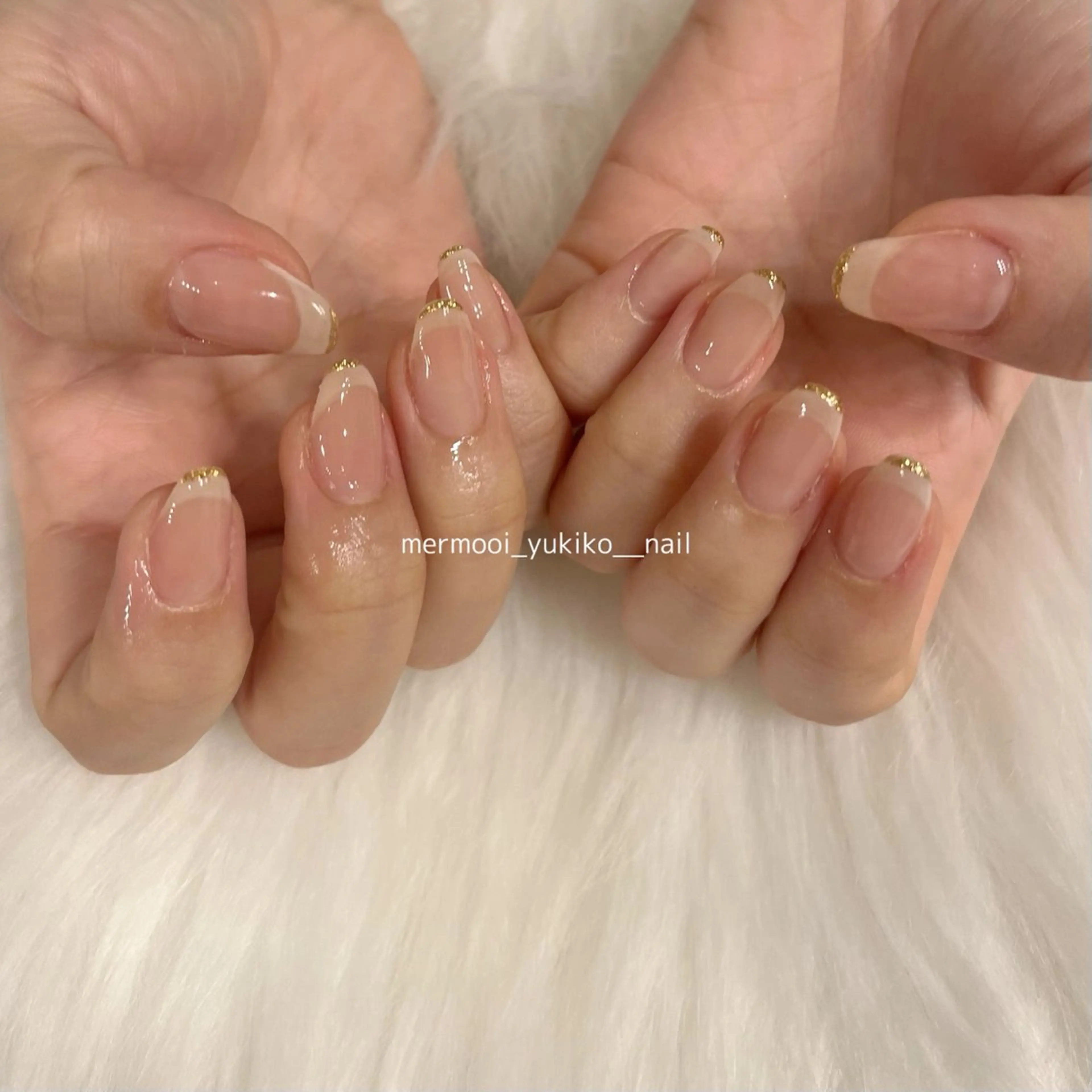 ネイル クリアネイル フレンチネイル ラメ(グリッター) ニュアンスネイル オフィスネイル ハンドネイル melumooi nailのネイルデザイン