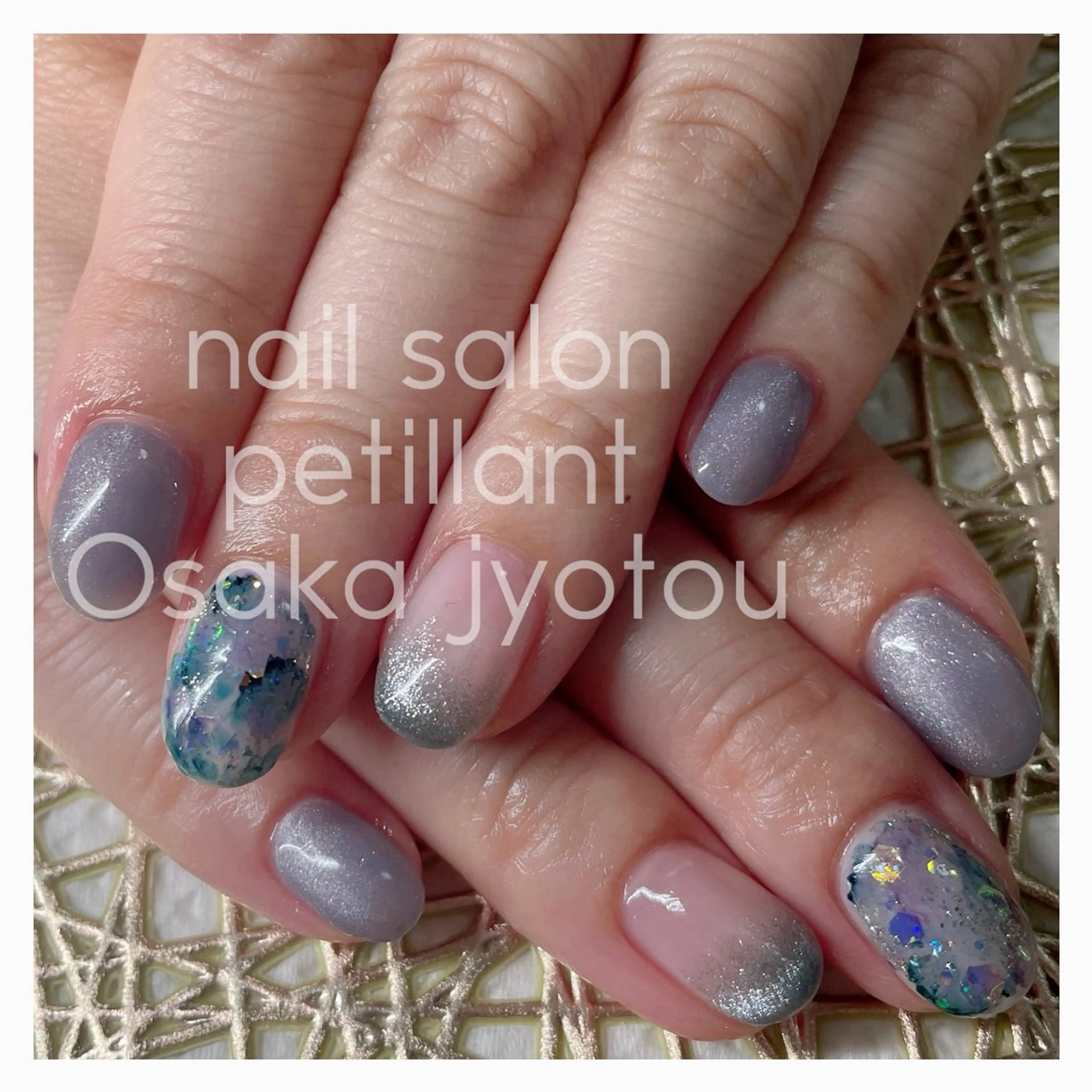 ネイル ブルー nail salon petillantのネイルデザイン
