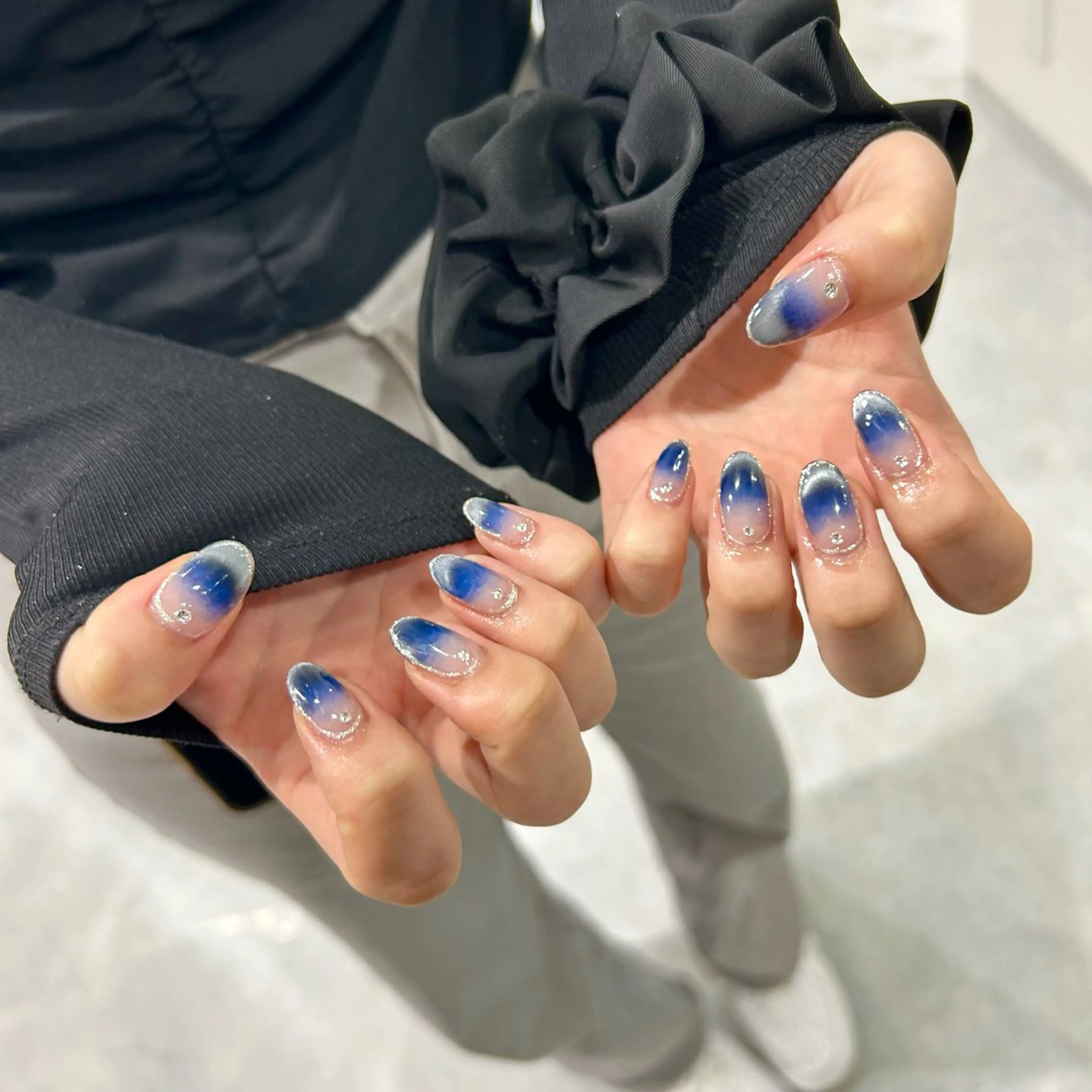 ネイル ブルー 持ち込み ワンホンネイル ハンドネイル RYO ／Amourのネイルデザイン