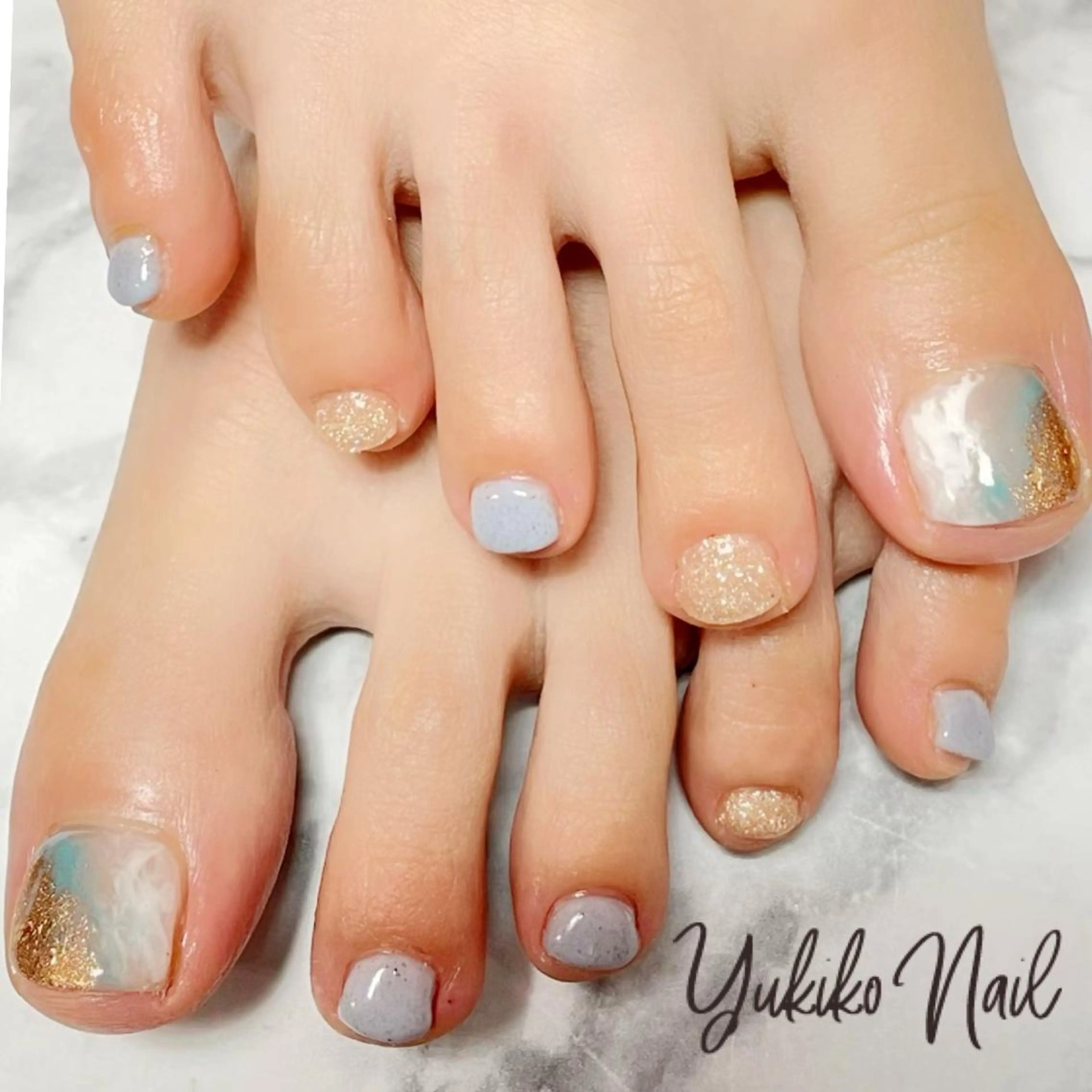 ネイル アートネイル フットネイル 大理石ネイル(マーブル) ニュアンスネイル フットネイル ユキコ ネイルのネイルデザイン